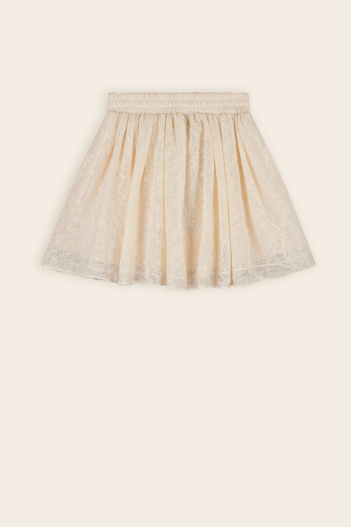 Ninu Geborduurde Mesh Rok Ivoor