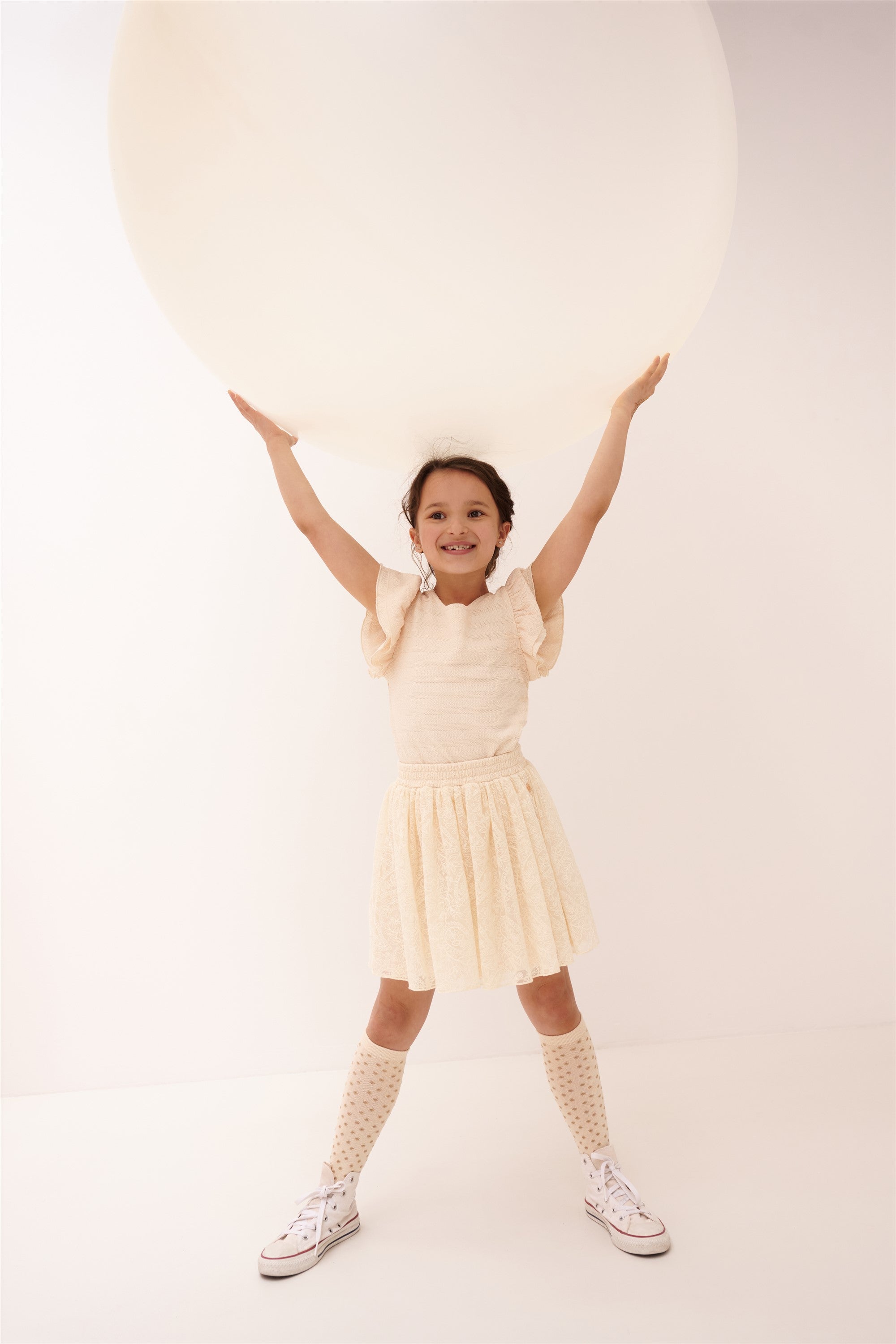 Ninu Geborduurde Mesh Rok Ivoor