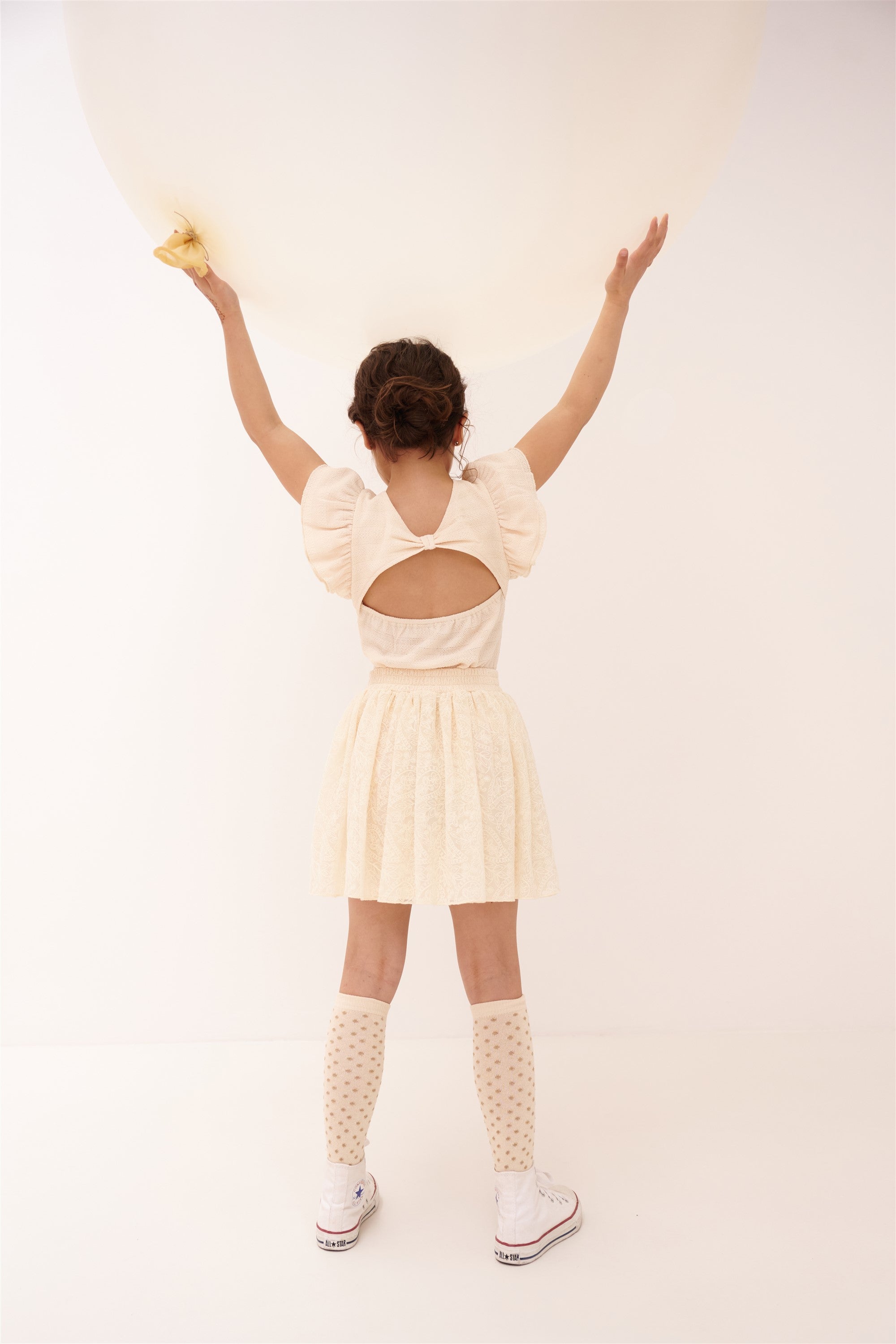 Ninu Geborduurde Mesh Rok Ivoor