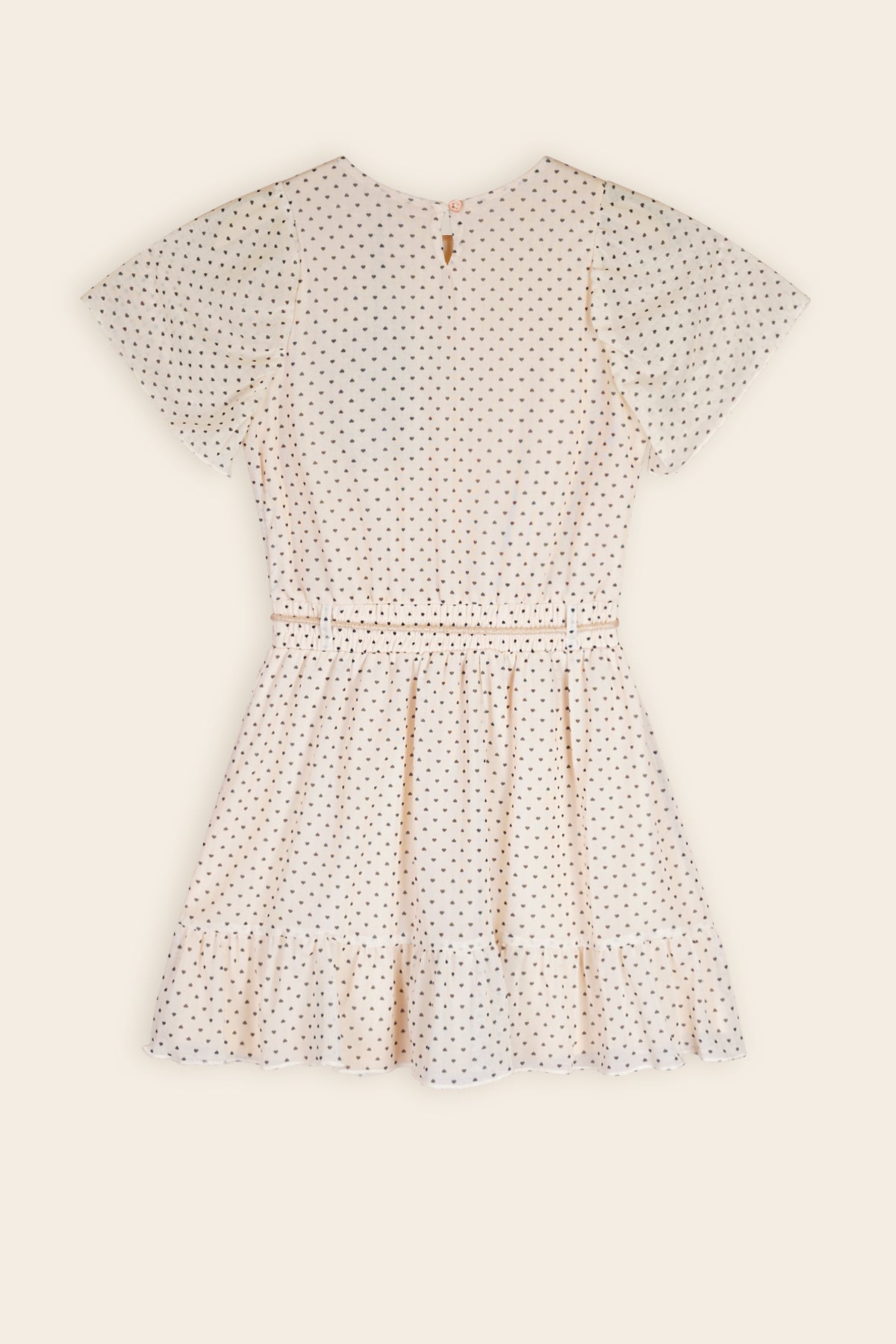 Mireal Geprinte Hartjes Mesh Jurk Ivoor