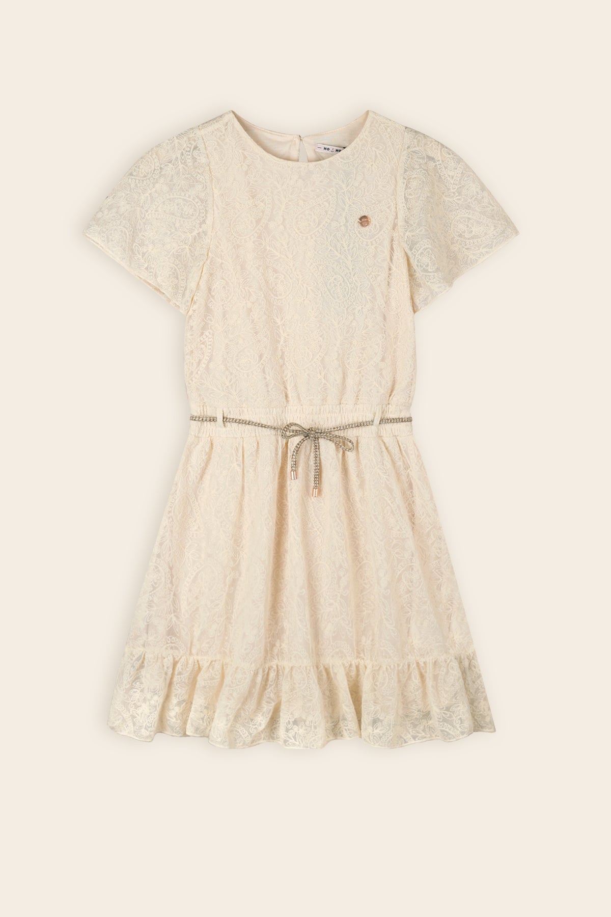 Mireal Geborduurde Mesh Jurk Ivoor