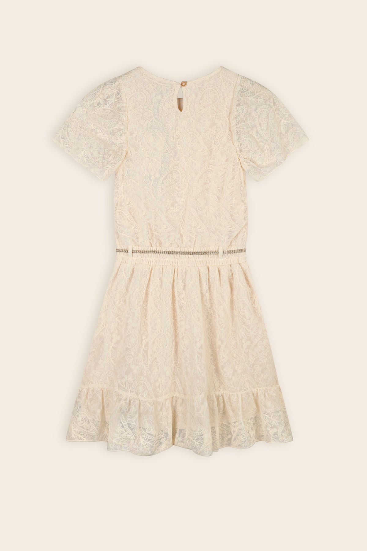 Mireal Geborduurde Mesh Jurk Ivoor