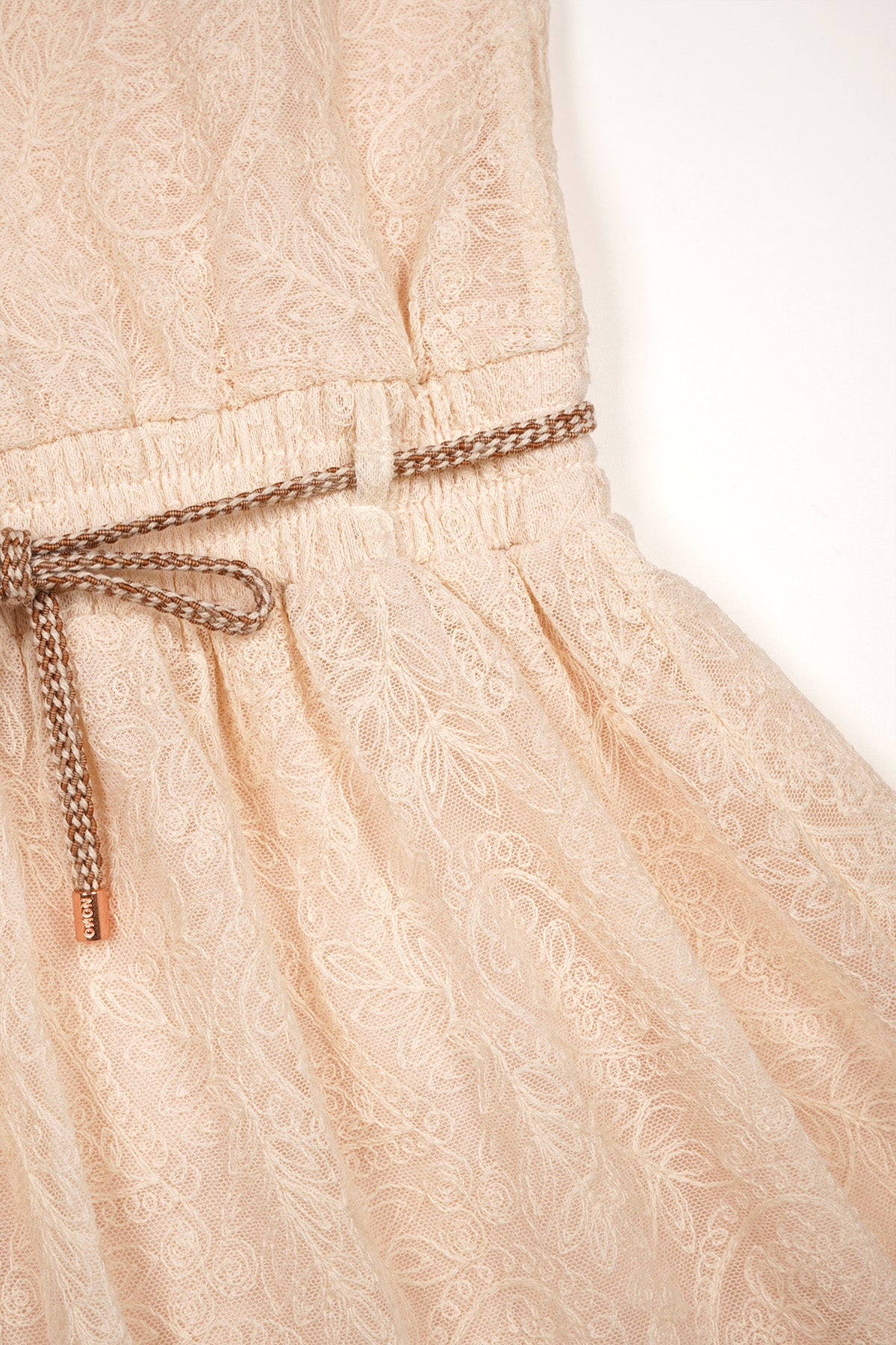 Mireal Geborduurde Mesh Jurk Ivoor