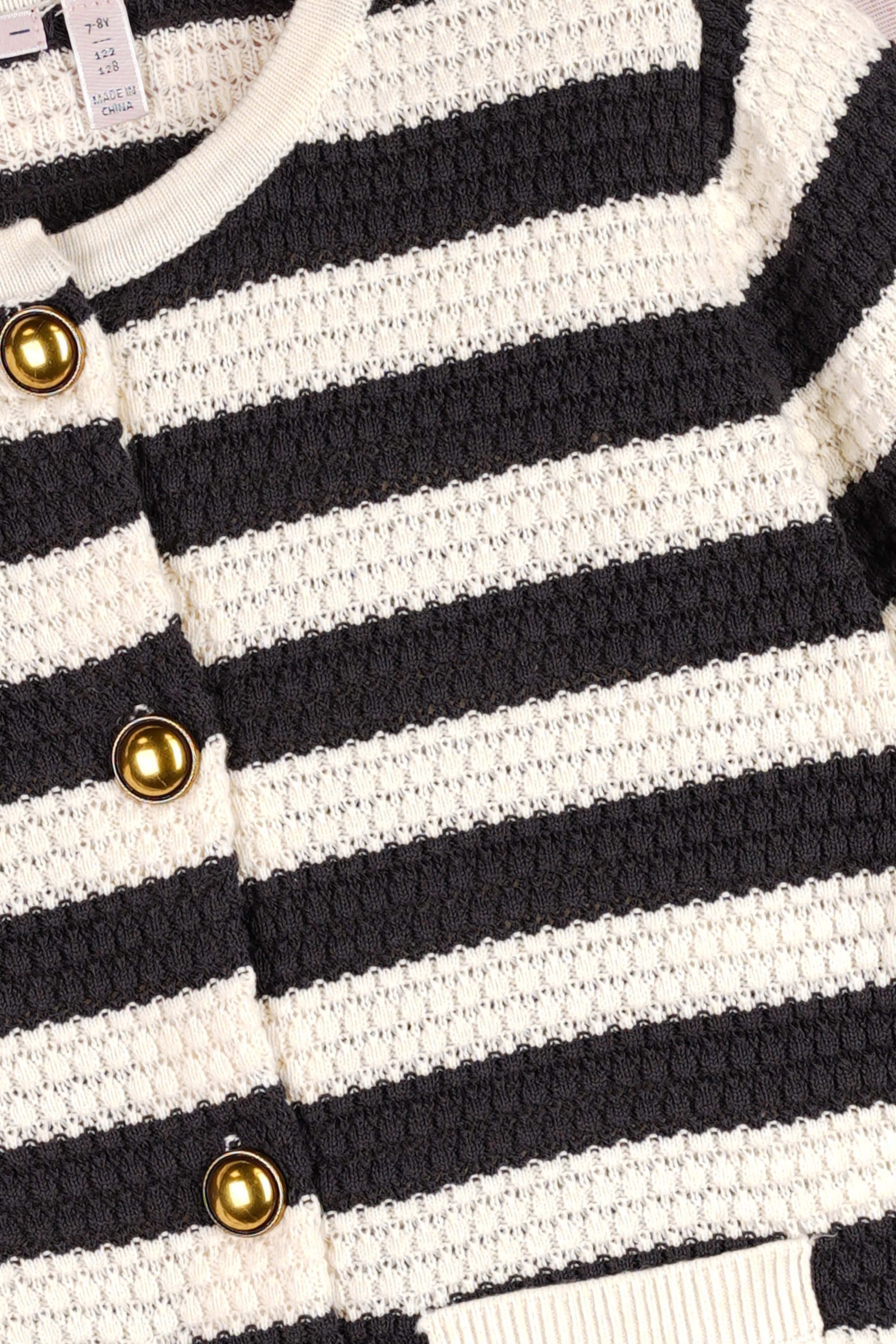 Aiko Gebreid Vest Zwart/Wit