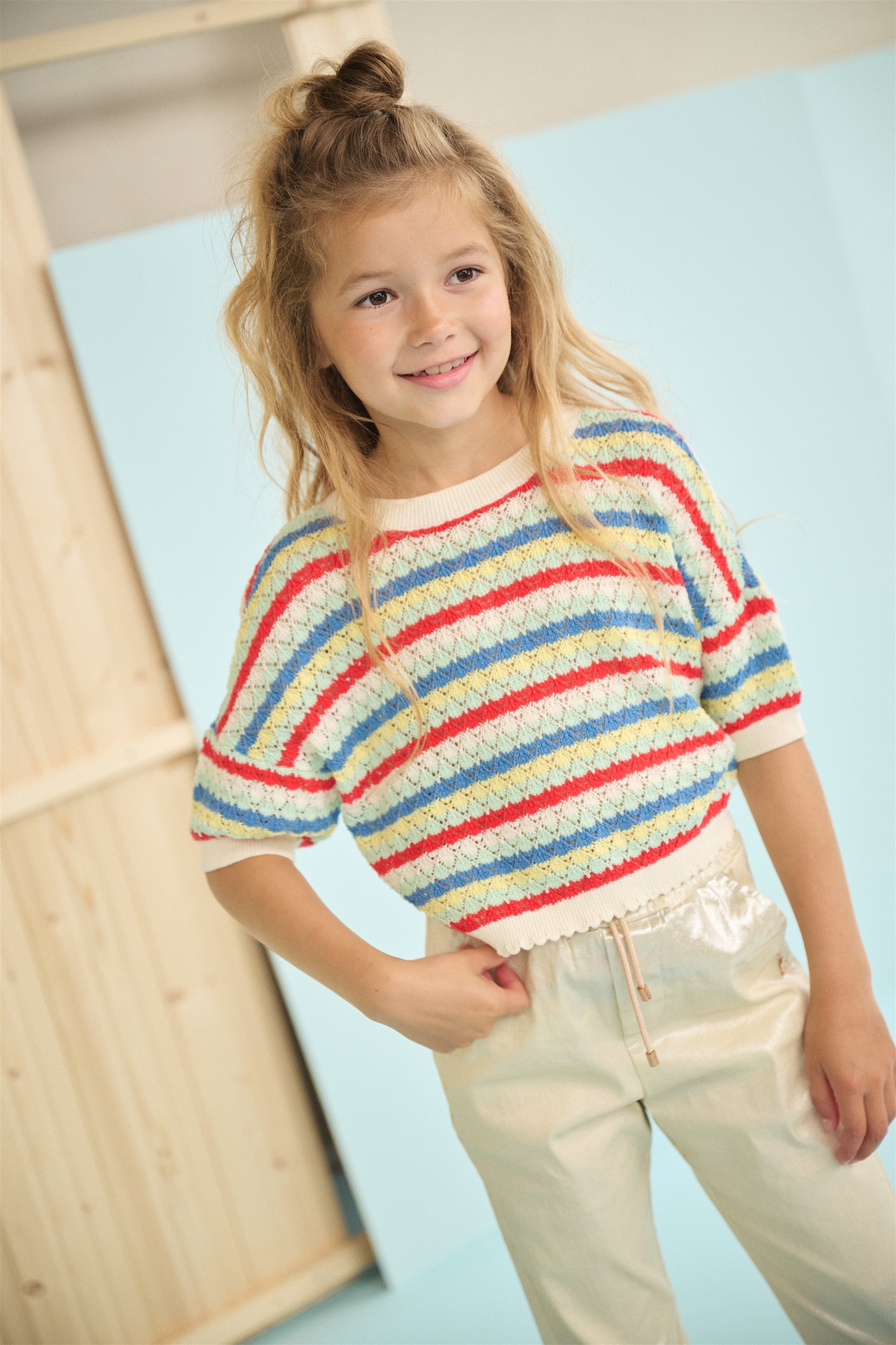 Keya Gebreide Cropped Sweater Ivoor