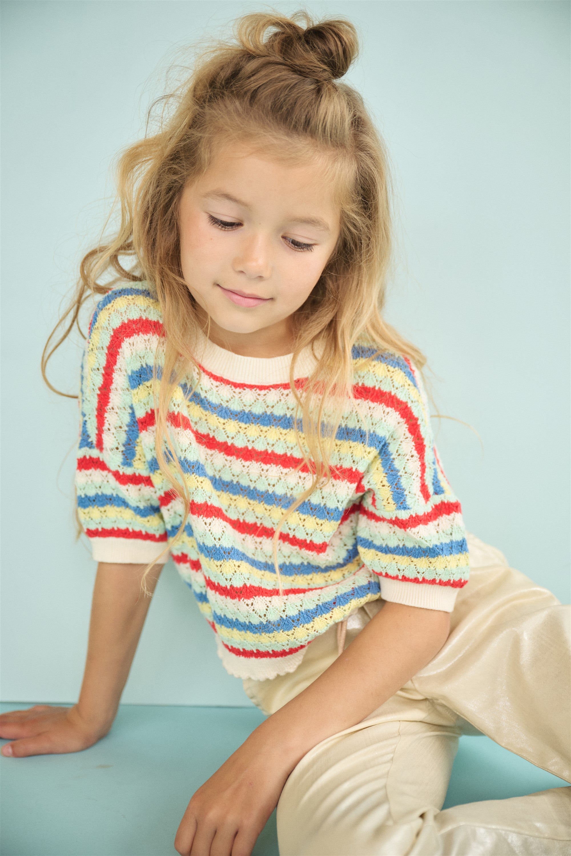 Keya Gebreide Cropped Sweater Ivoor