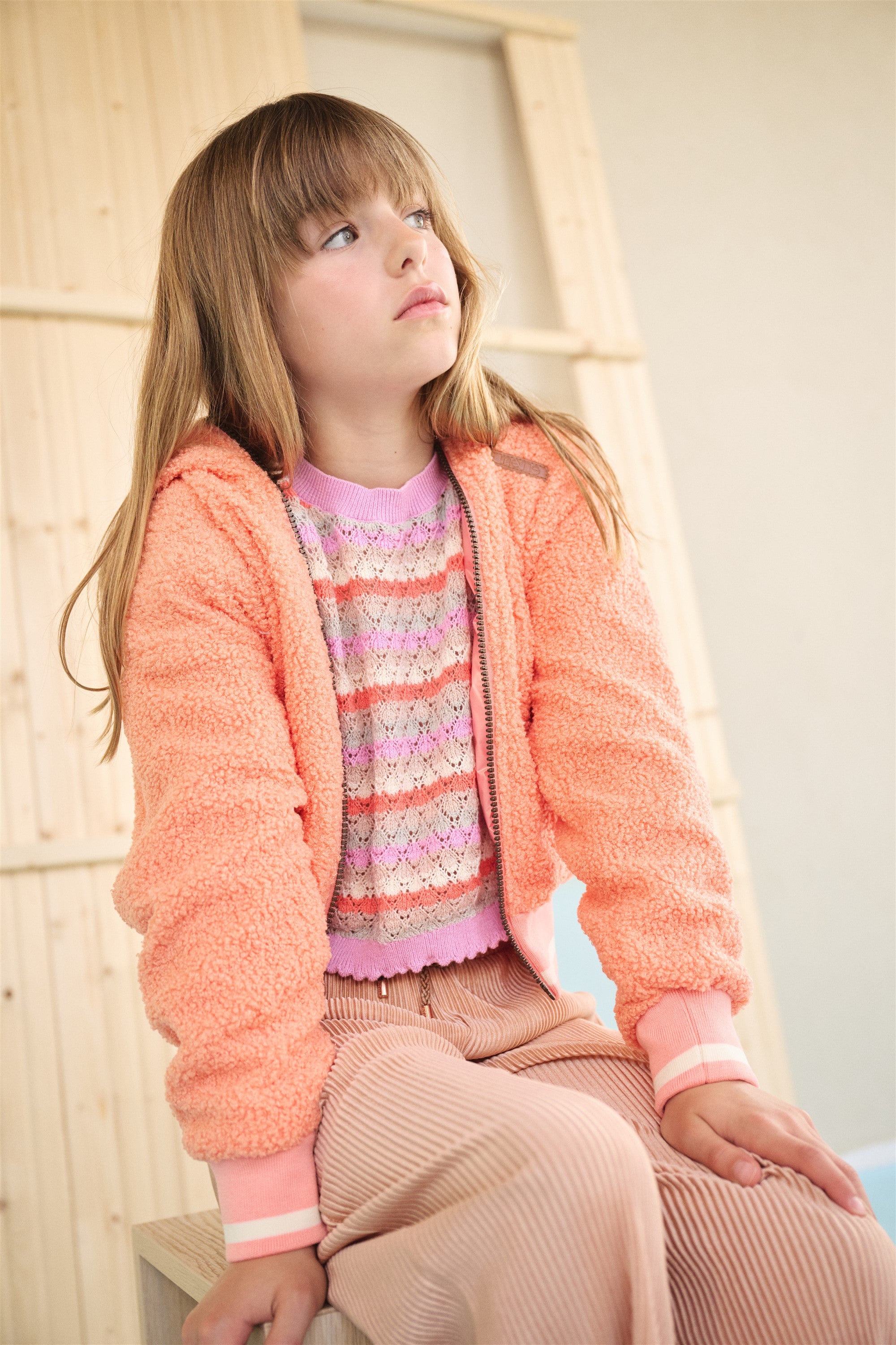 Keya Gebreide Cropped Sweater Roze