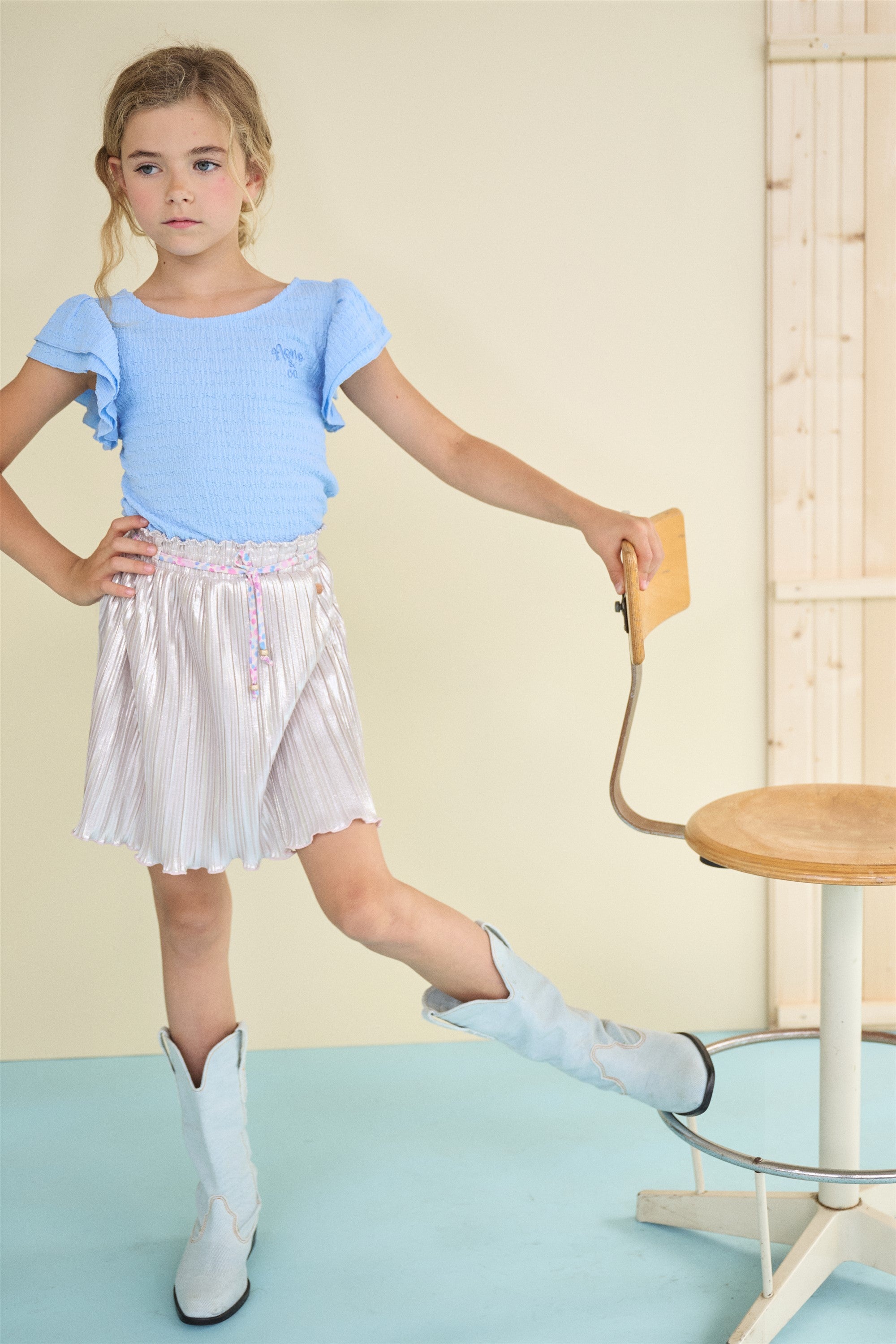 Norah Plissee Rok Ivoor