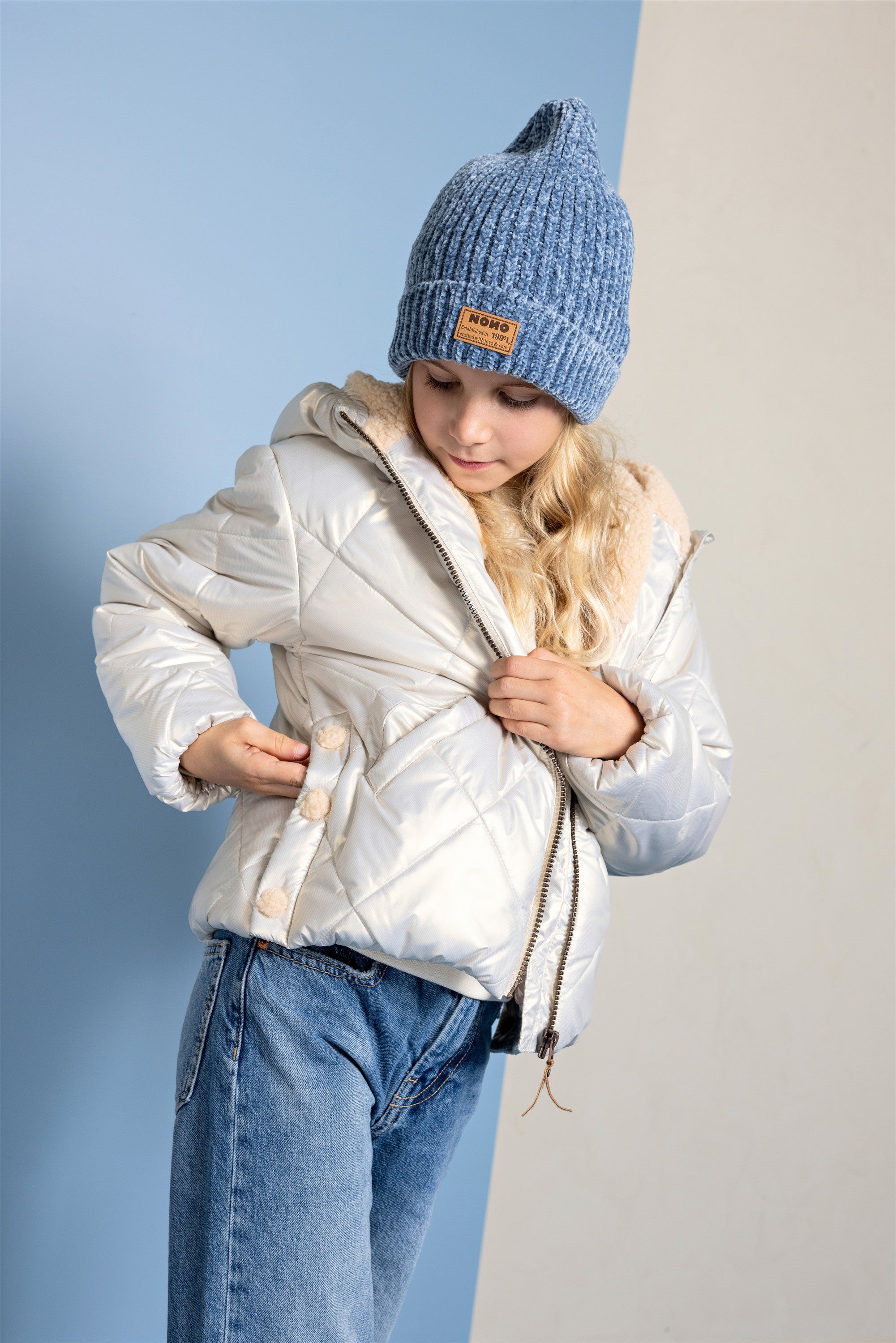 Button Winterjas Ivoor