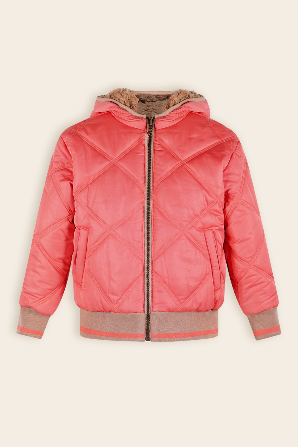 Bomby Reversible Winterjas Koraal