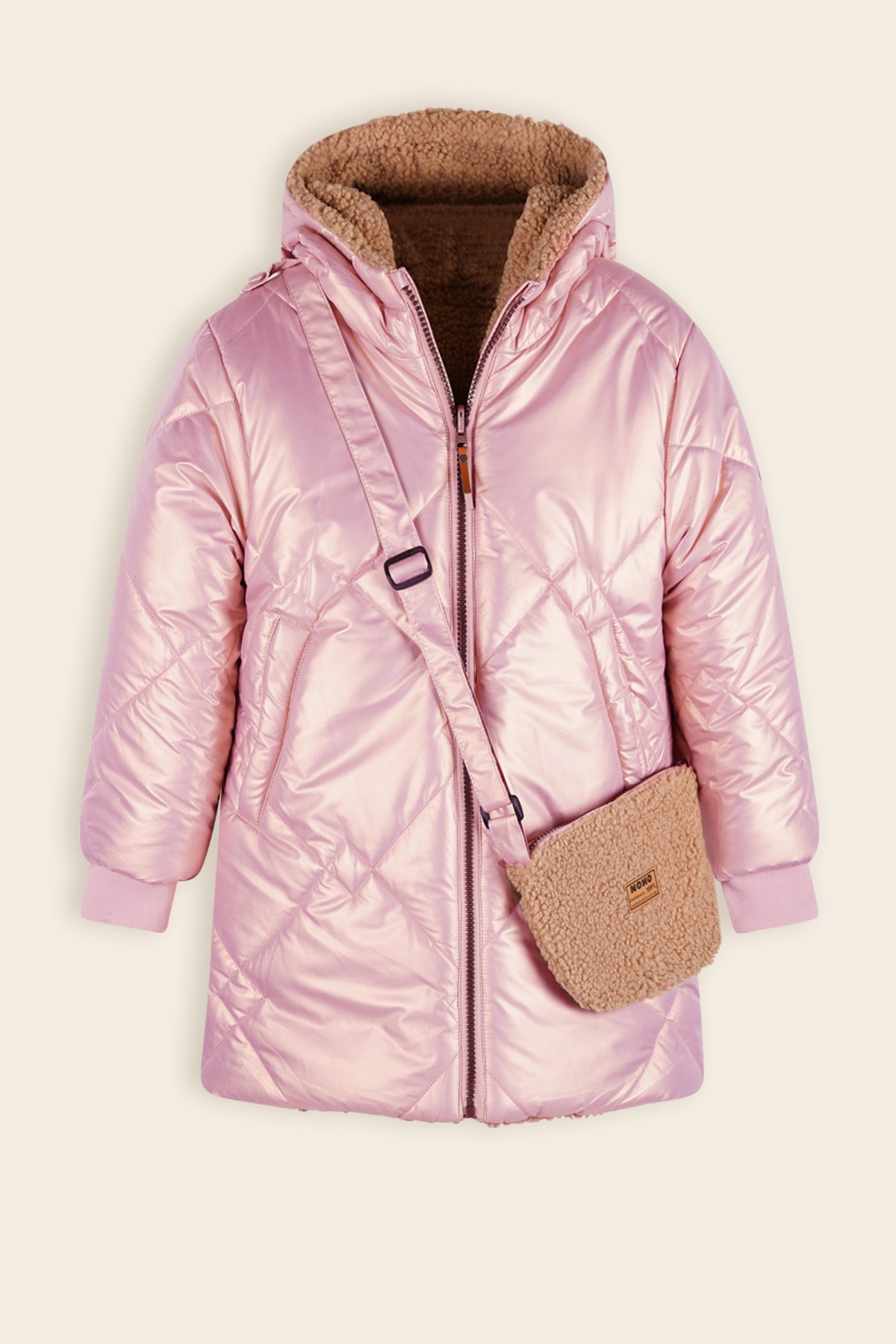 Betty Reversible Winterjas met Tasje Bruin/Roze