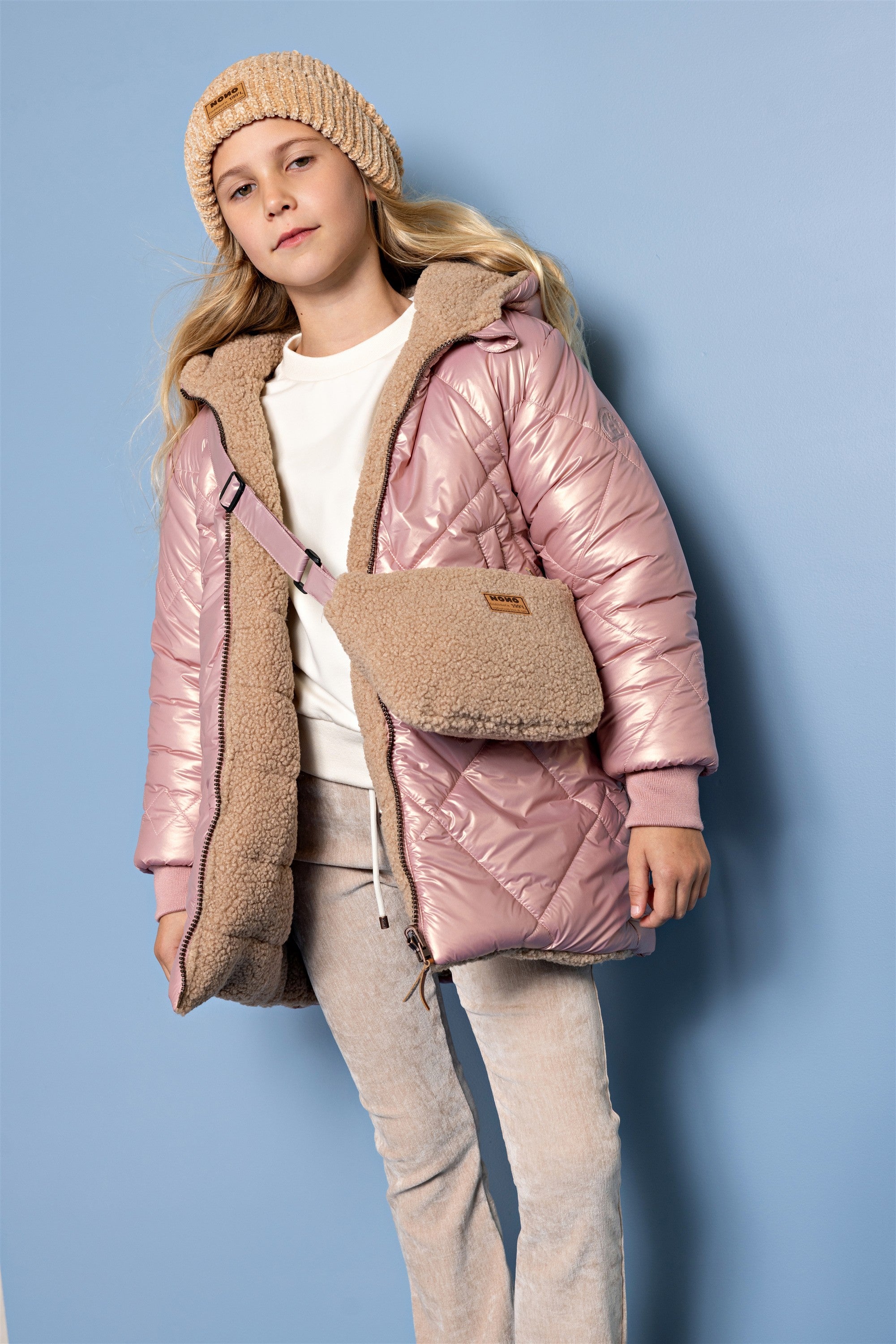 Betty Reversible Winterjas met Tasje Bruin/Roze