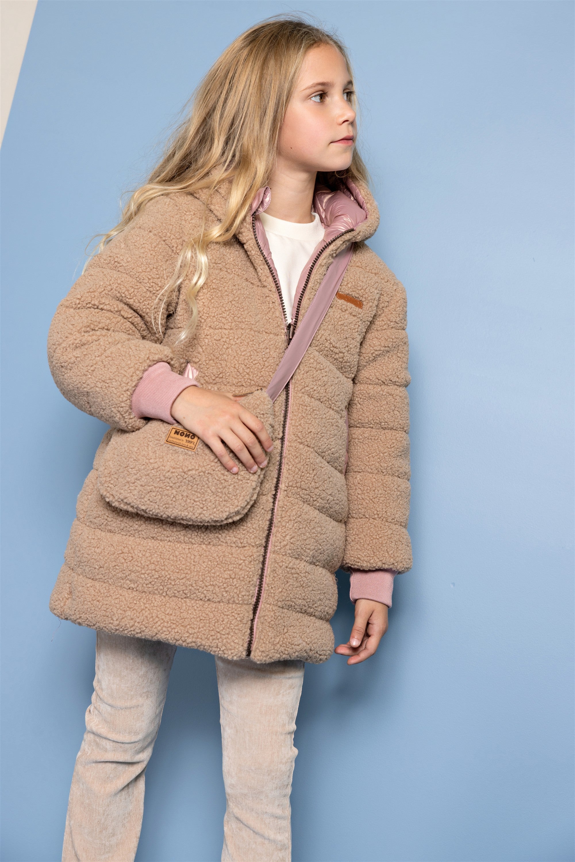Betty Reversible Winterjas met Tasje Bruin/Roze