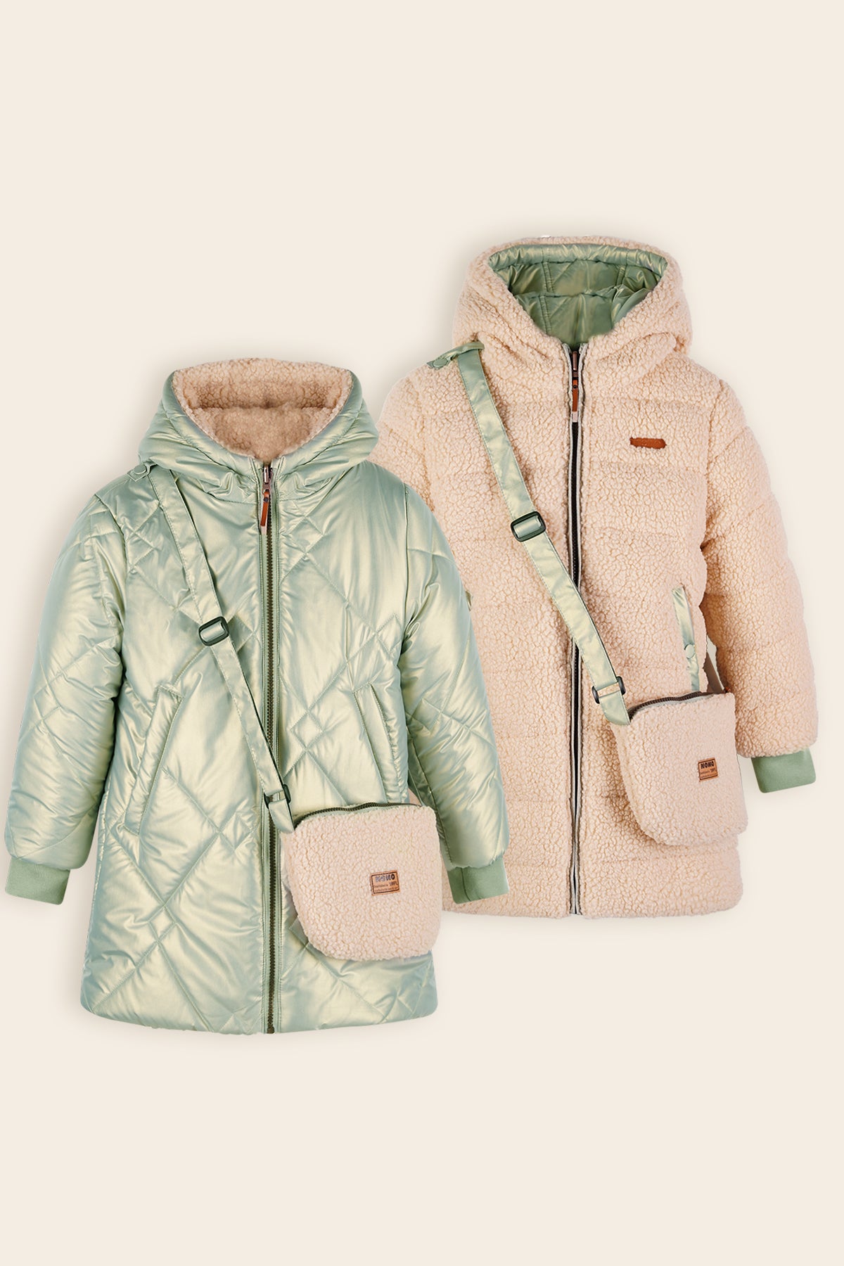 Betty Reversible Winterjas met Tasje Groen