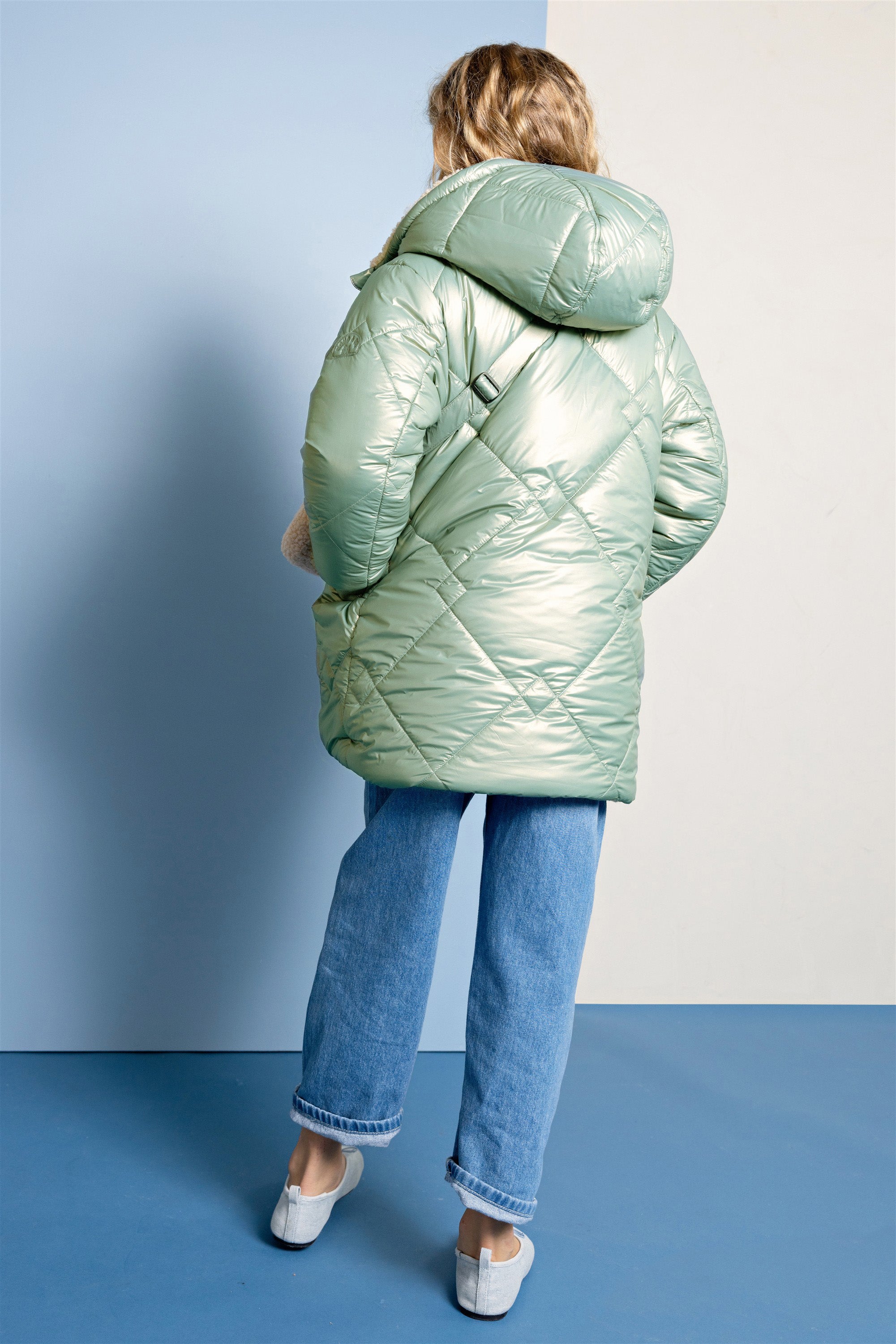 Betty Reversible Winterjas met Tasje Groen