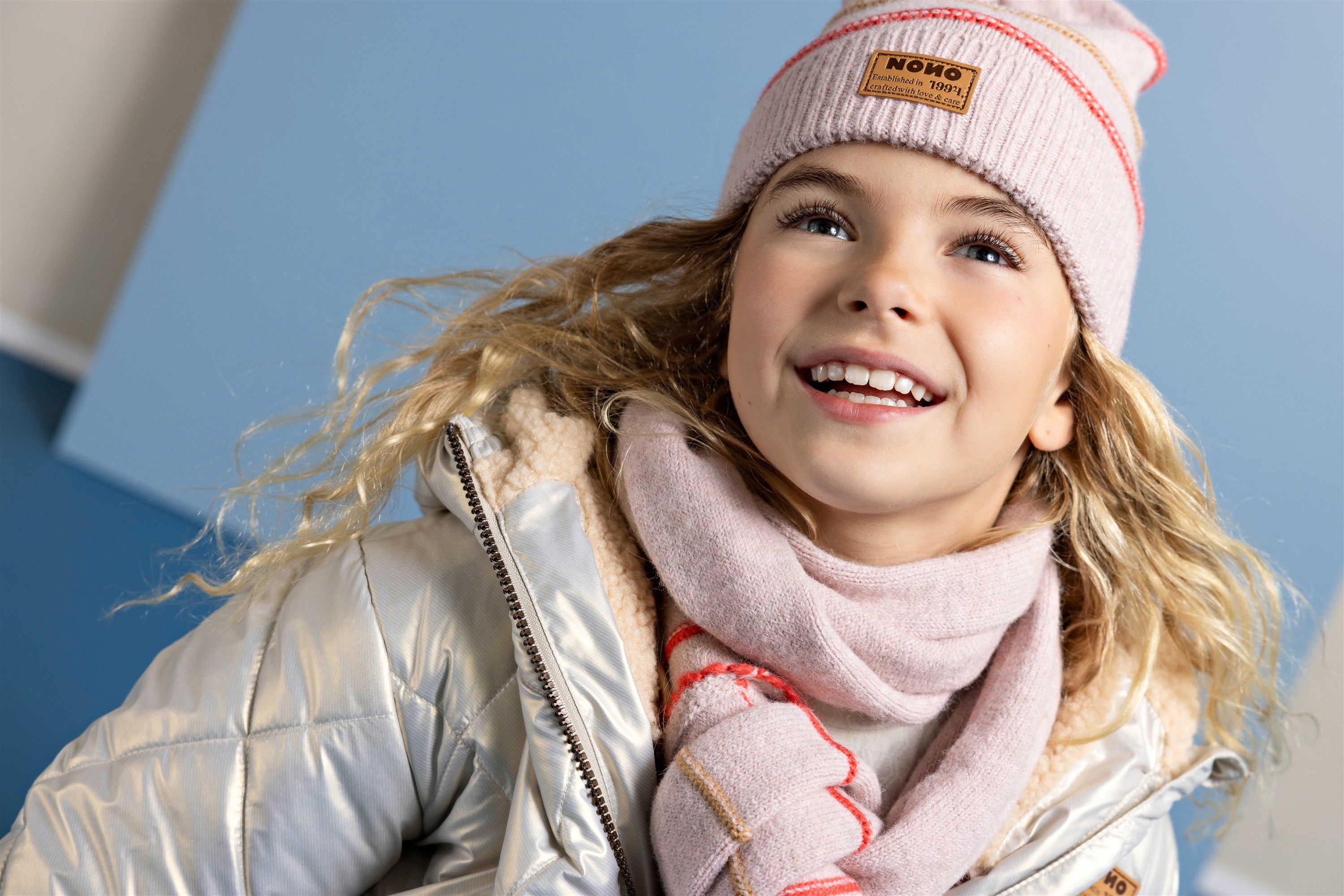 Razz Gestreepte Sjaal en Muts Set Roze