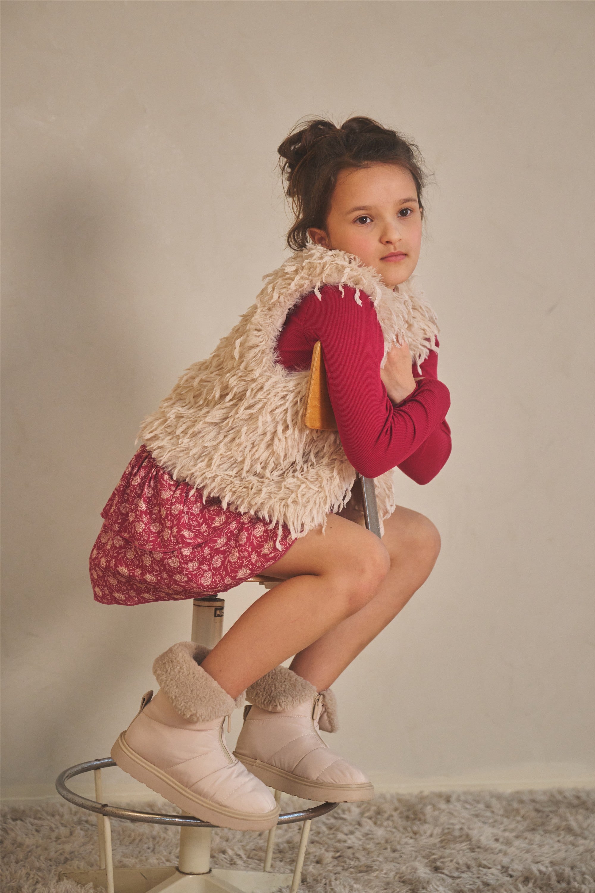 Kath Bont Faux Fur Gilet Ivoor