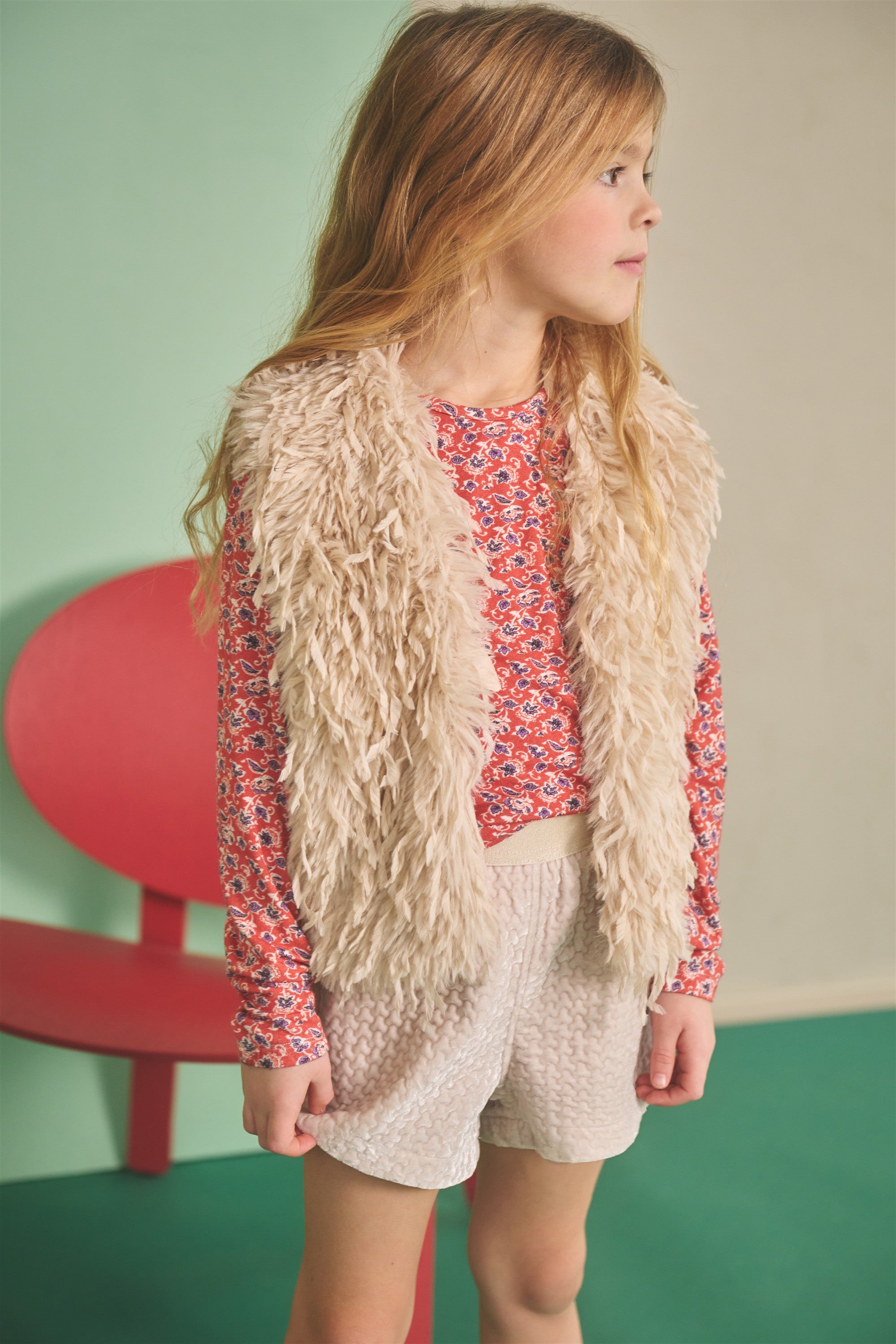 Kath Bont Faux Fur Gilet Ivoor