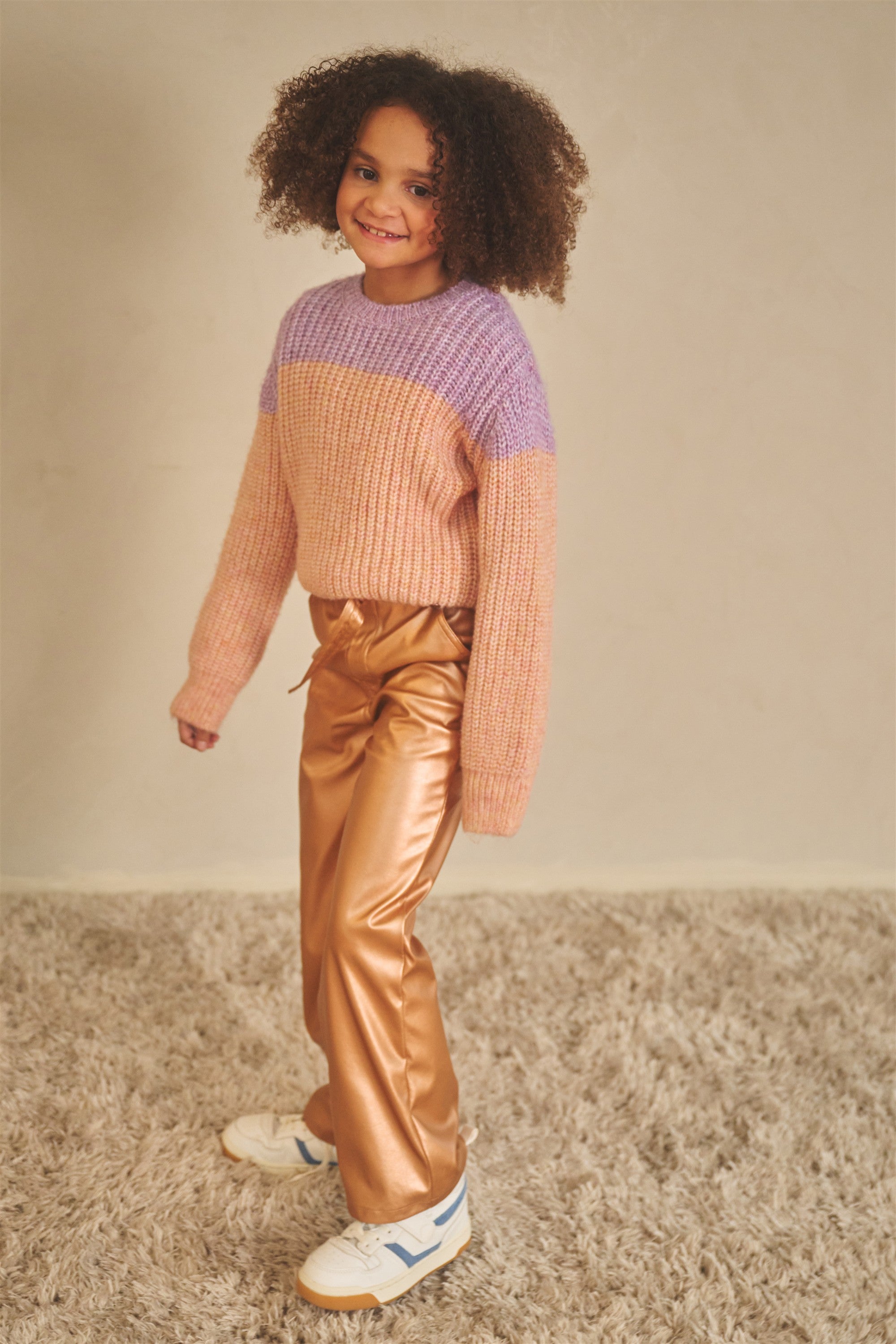 Kem Colorblock Trui Lila/Oranje