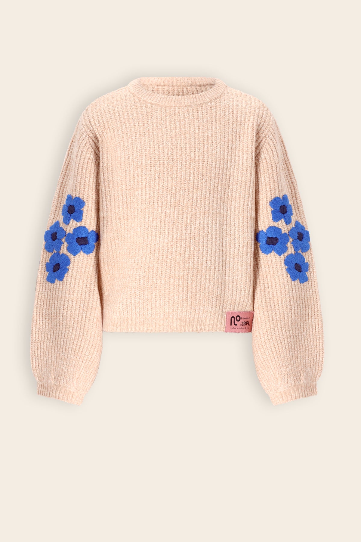 Kem Trui met Bloemenborduur Ivoor