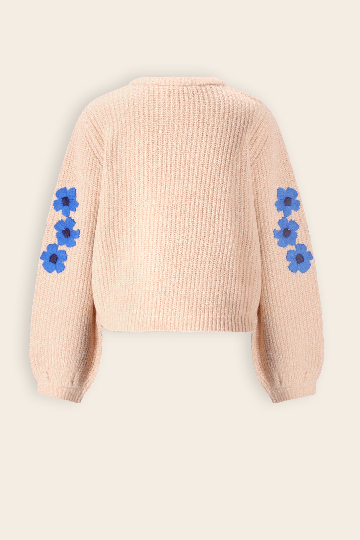Kem Trui met Bloemenborduur Ivoor