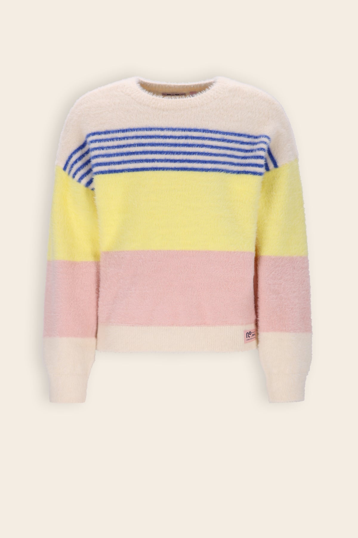 Kendra Gestreepte Trui Fluffy Ivoor