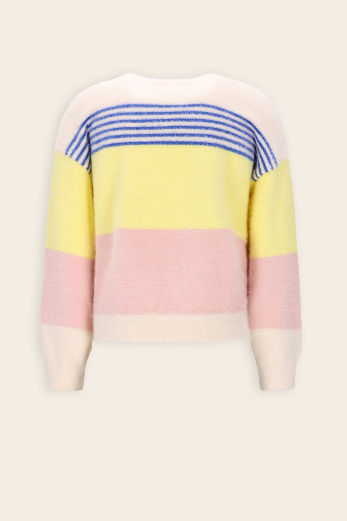 Kendra Gestreepte Trui Fluffy Ivoor