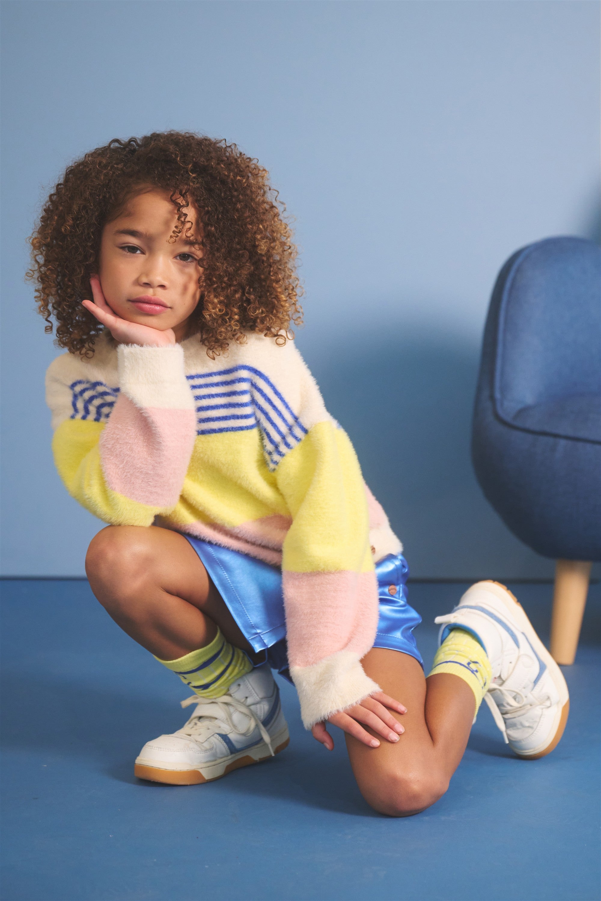 Kendra Gestreepte Trui Fluffy Ivoor