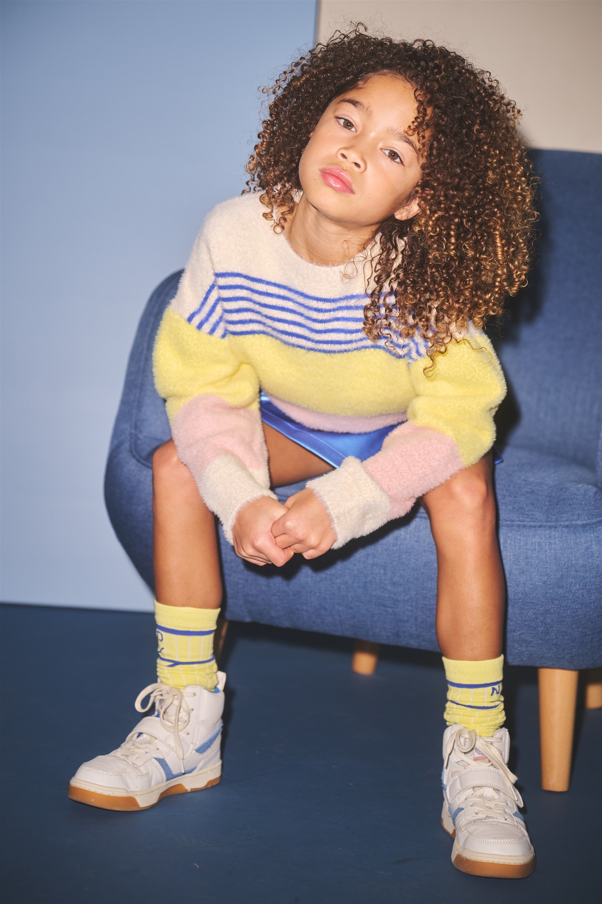 Kendra Gestreepte Trui Fluffy Ivoor