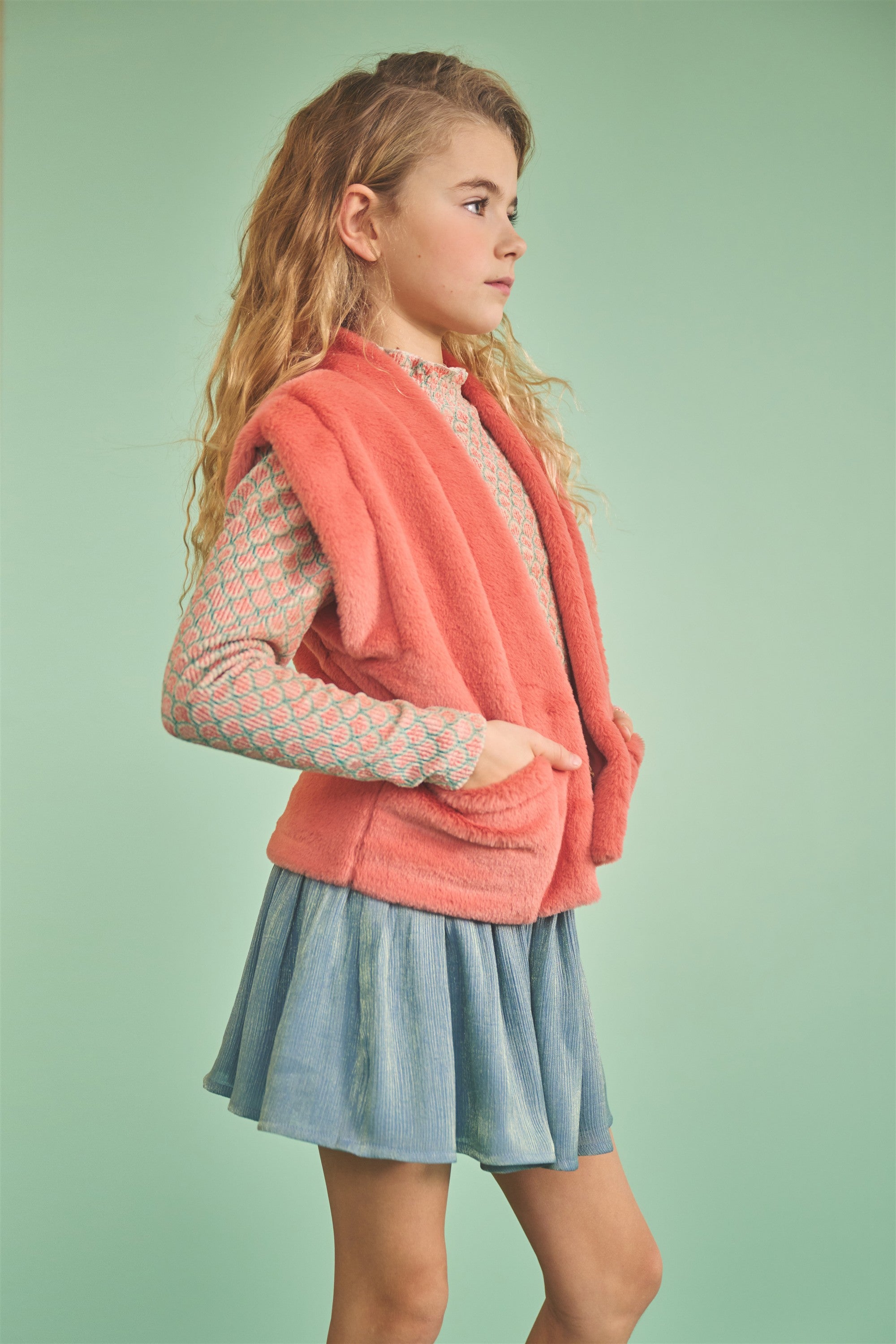 Kila Fur Gilet Roze
