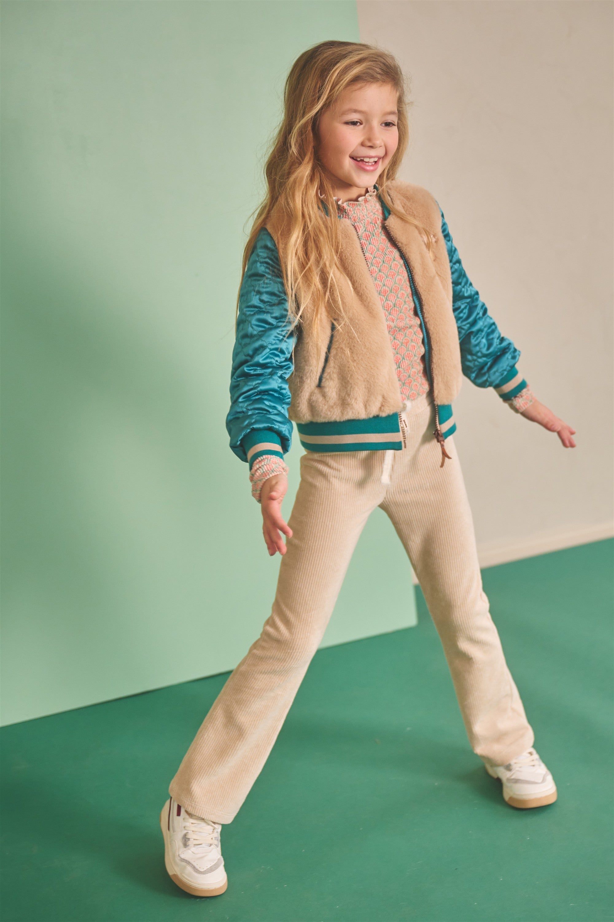 Sady Flared Zachte Stretchy Rib Broek Ivoor