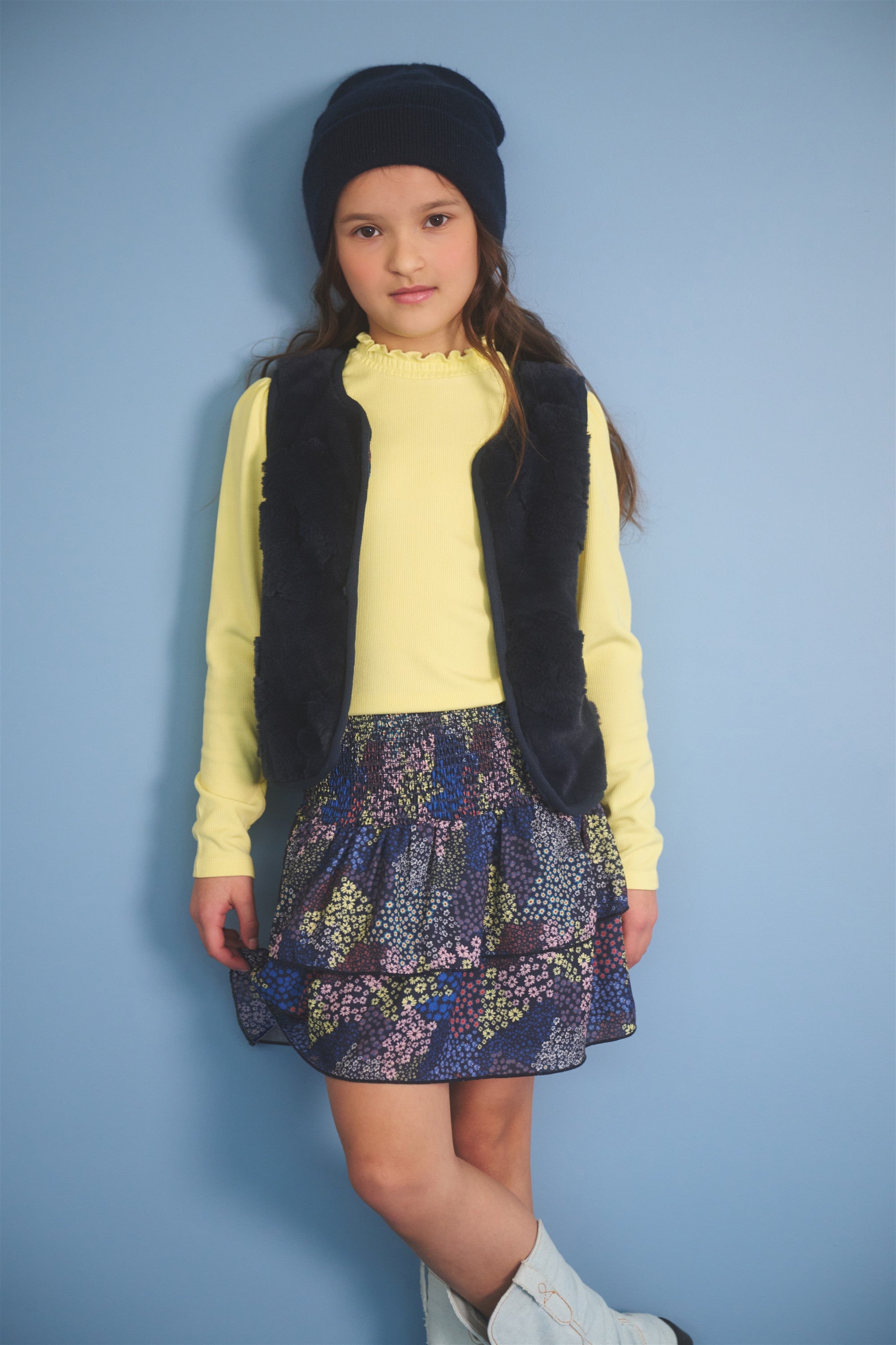 Nika Gesmokte Rok Donkerblauw