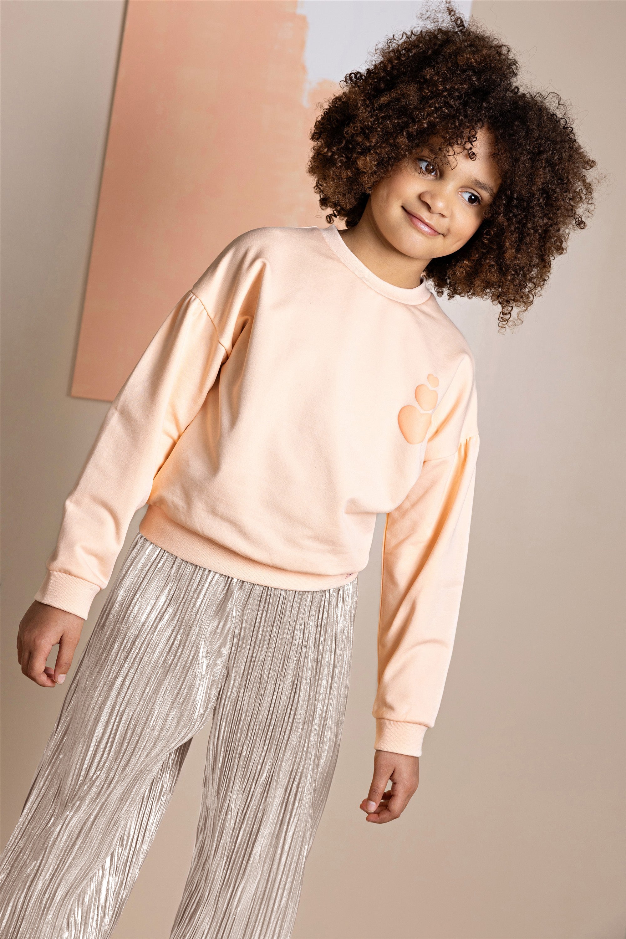 Kamis Sweater met Puffprint Oranje
