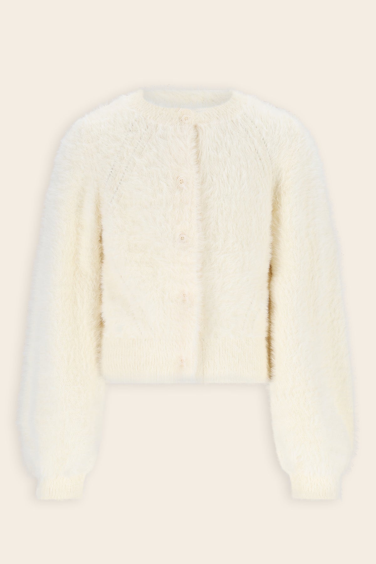 Asmee Zacht Gebreid Vest Ivoor