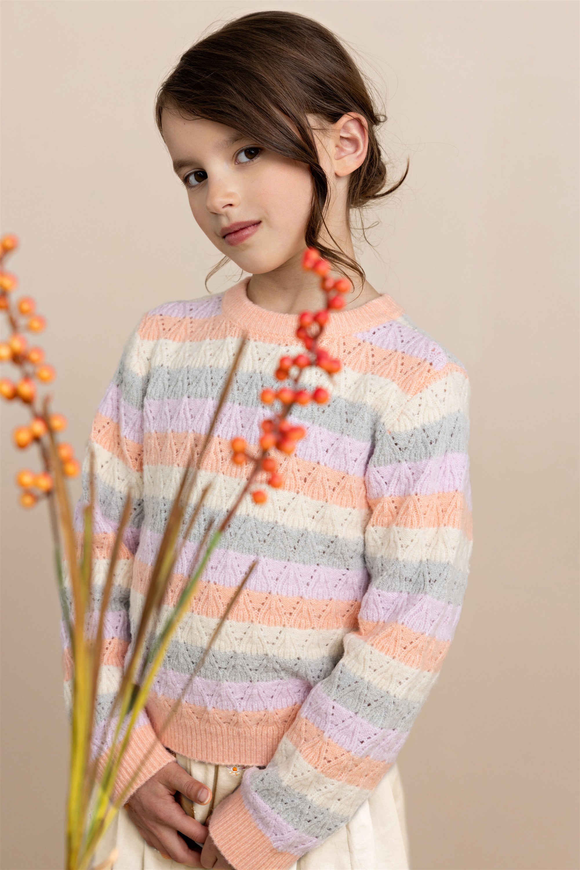 Kiddo Gestreepte Gebreide Trui Oranje