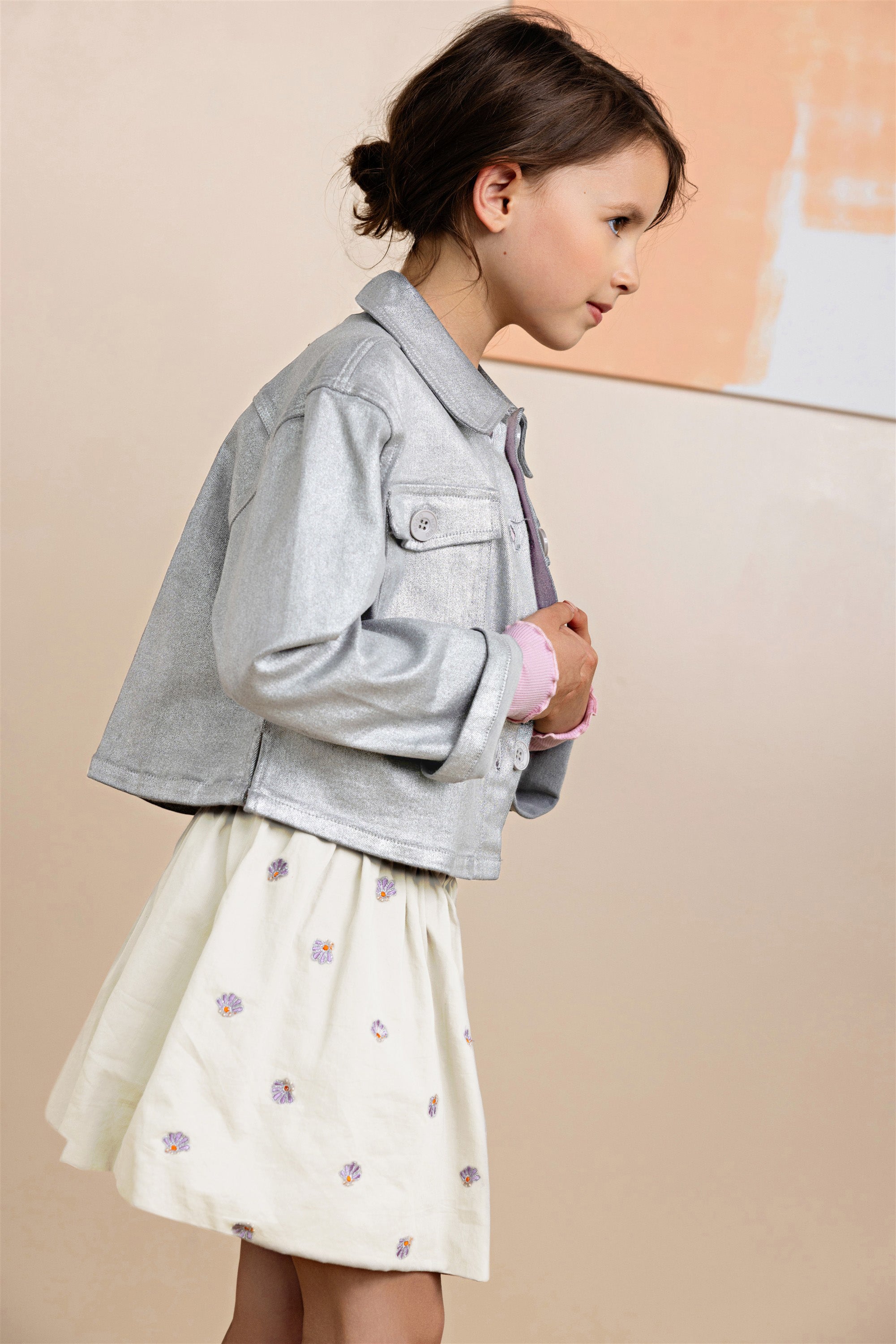 Dimsy Metallic Denim Jas Grijs