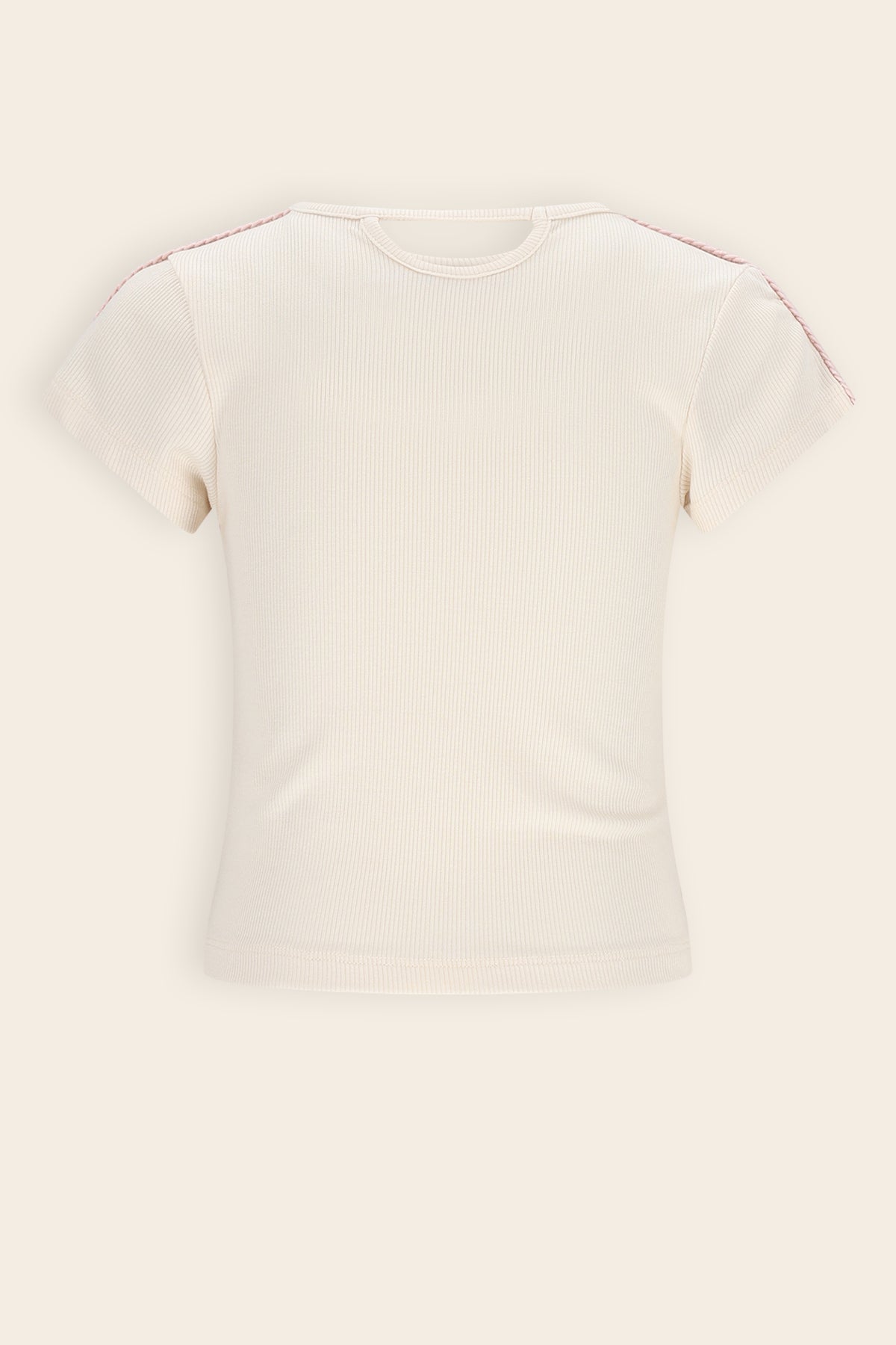 Kris Rib Tshirt Korte Mouw Ivoor