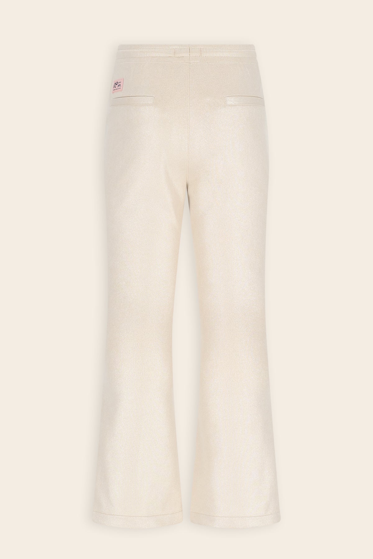 Soy Glans Suede Flared Broek Ivoor