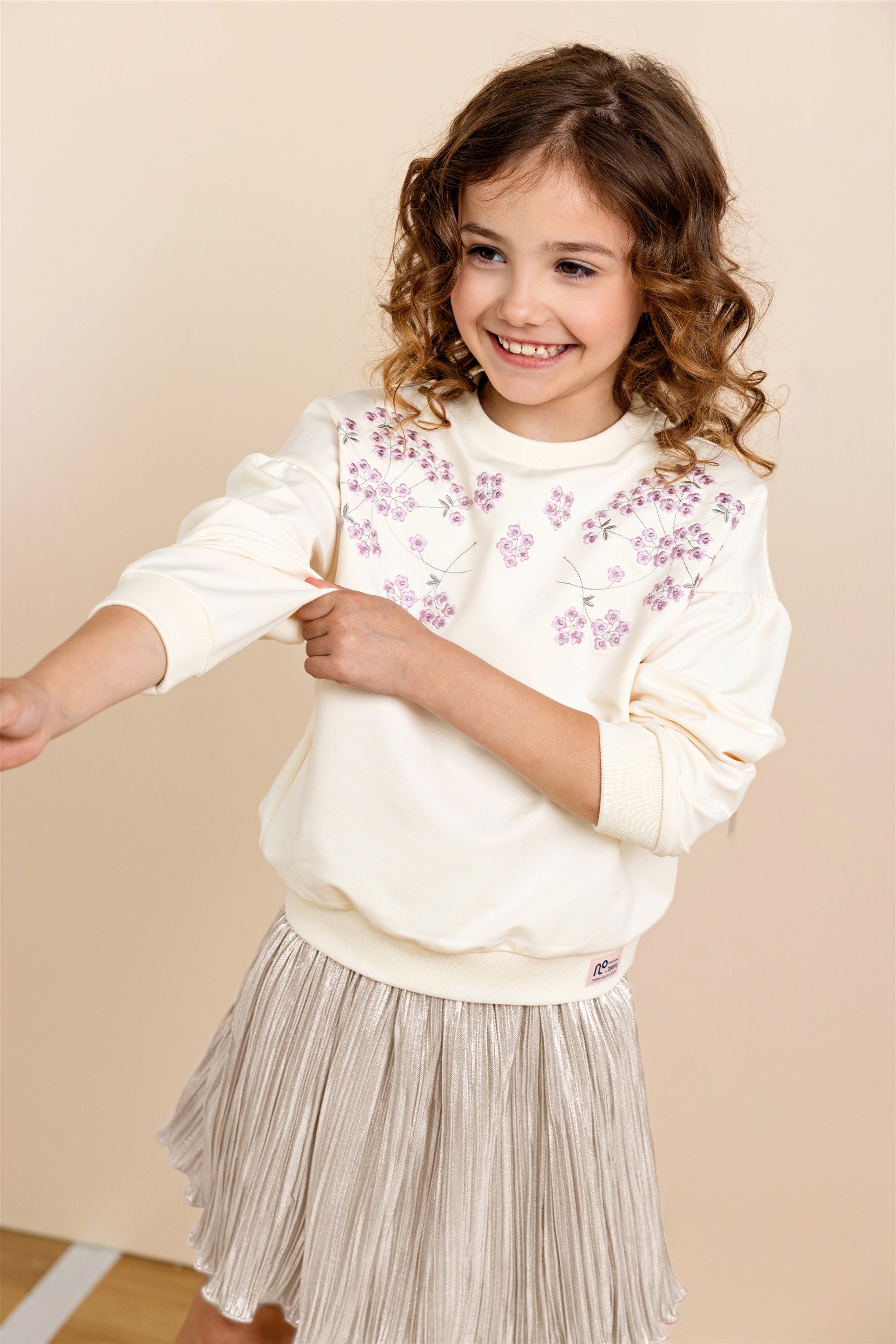 Nele Metallic Plissee Rok Ivoor