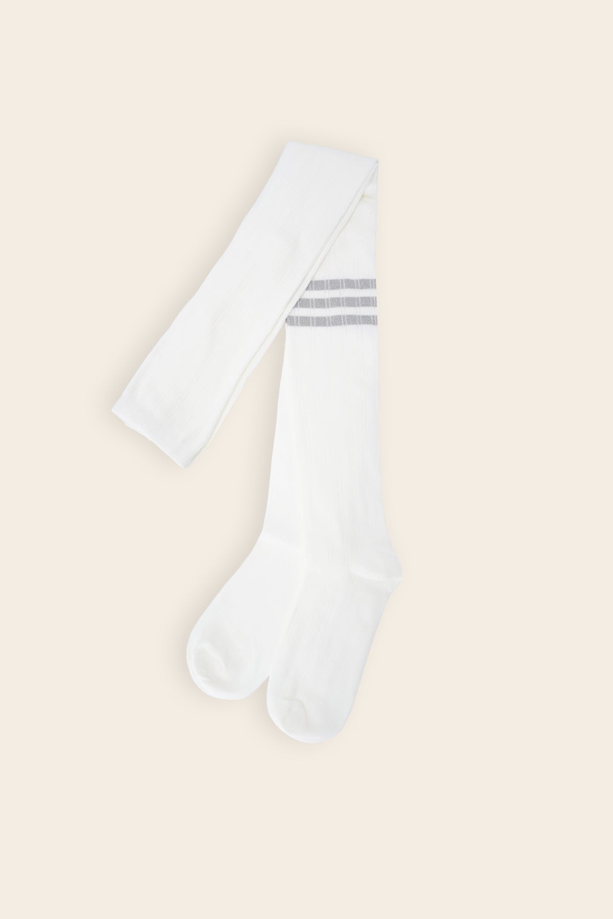 Razy Rib Maillot met Lurex strepen Ivoor