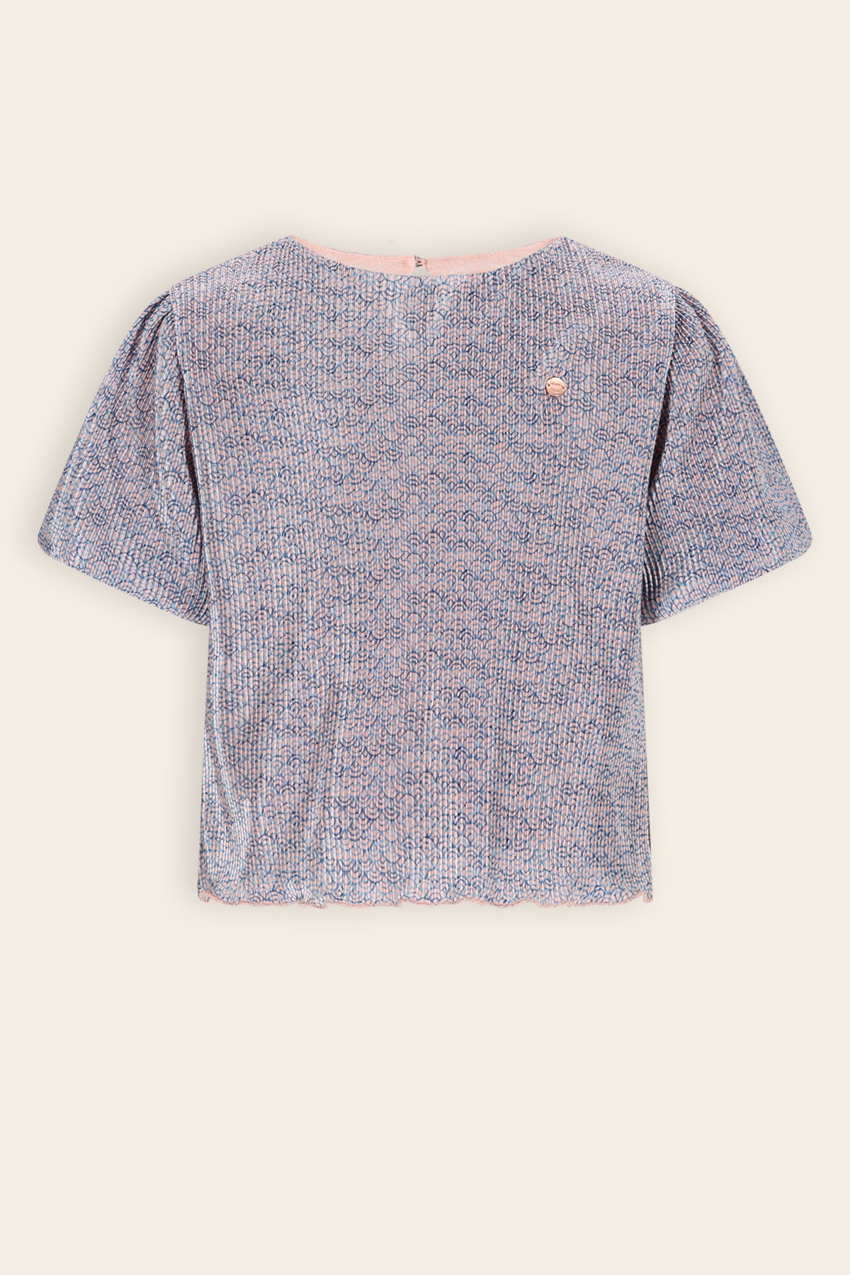 Tish Geprinte Plissee Top Blauw