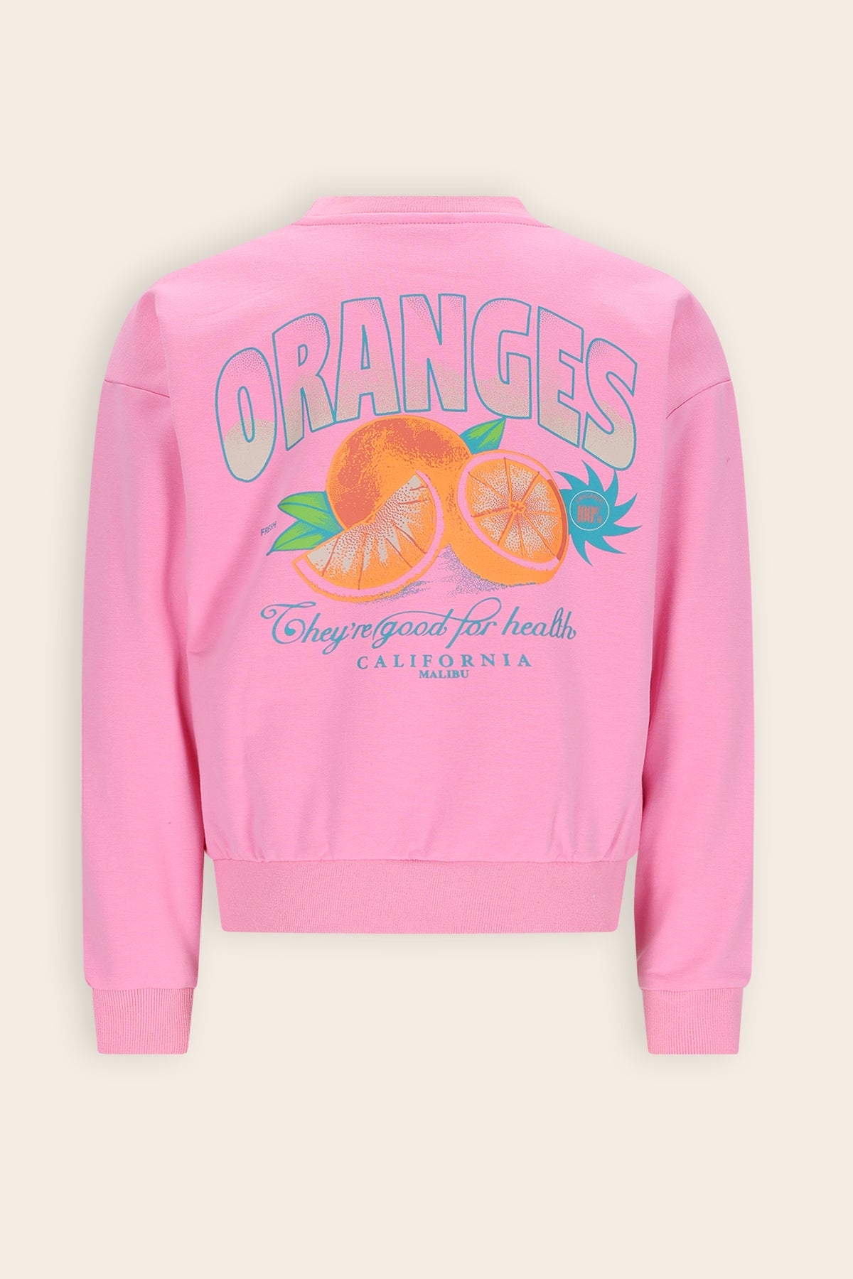 Konono Sweater met Orange rugprint Roze
