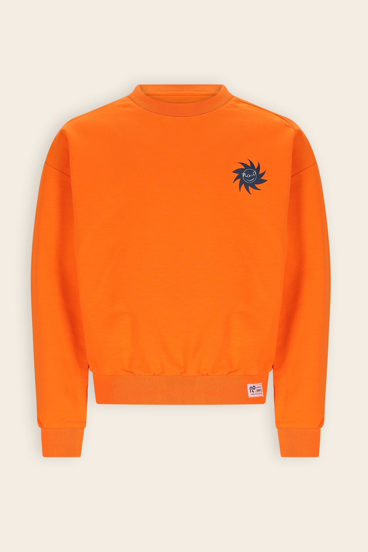 Konono Sweater met Orange rugprint Oranje