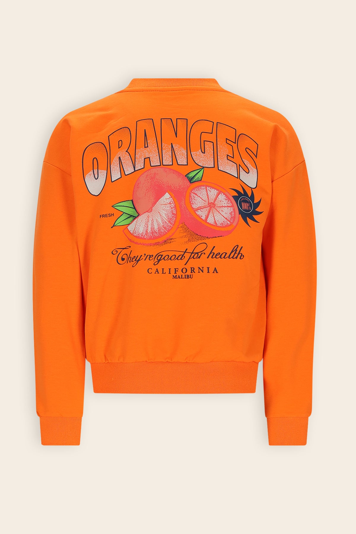 Konono Sweater met Orange rugprint Oranje