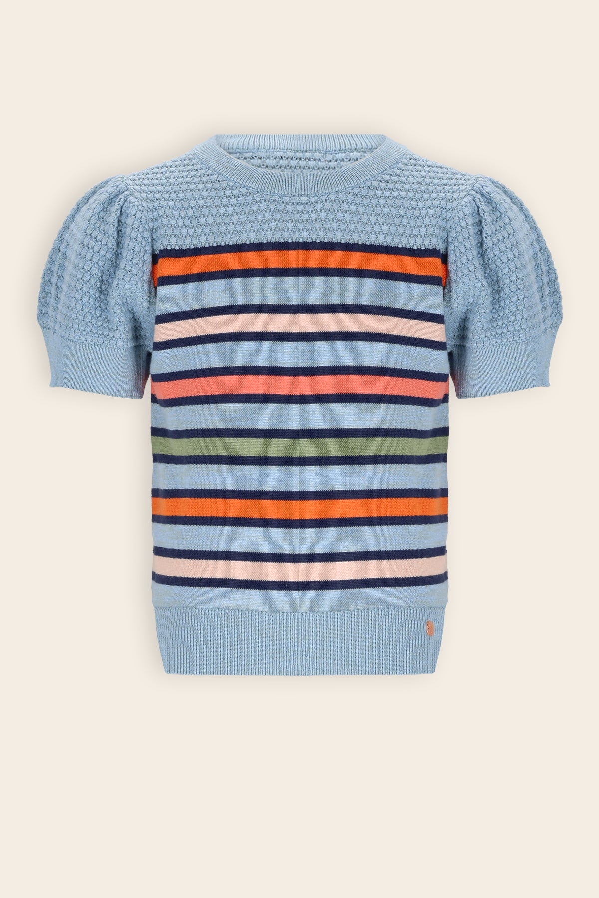 Kerala Ajour Gebreide Gestreepte Top Blauw