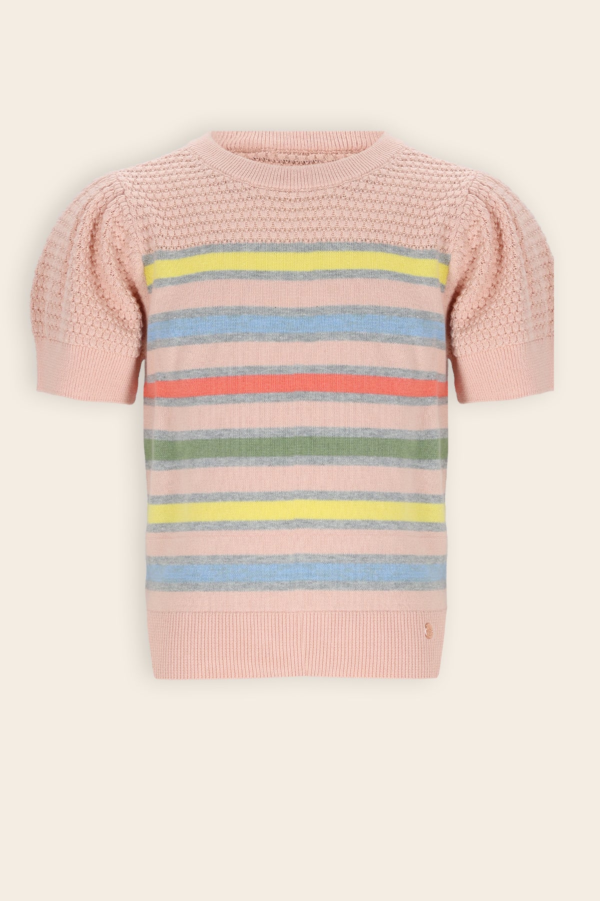 Kerala Ajour Gebreide Gestreepte Top Zacht Roze