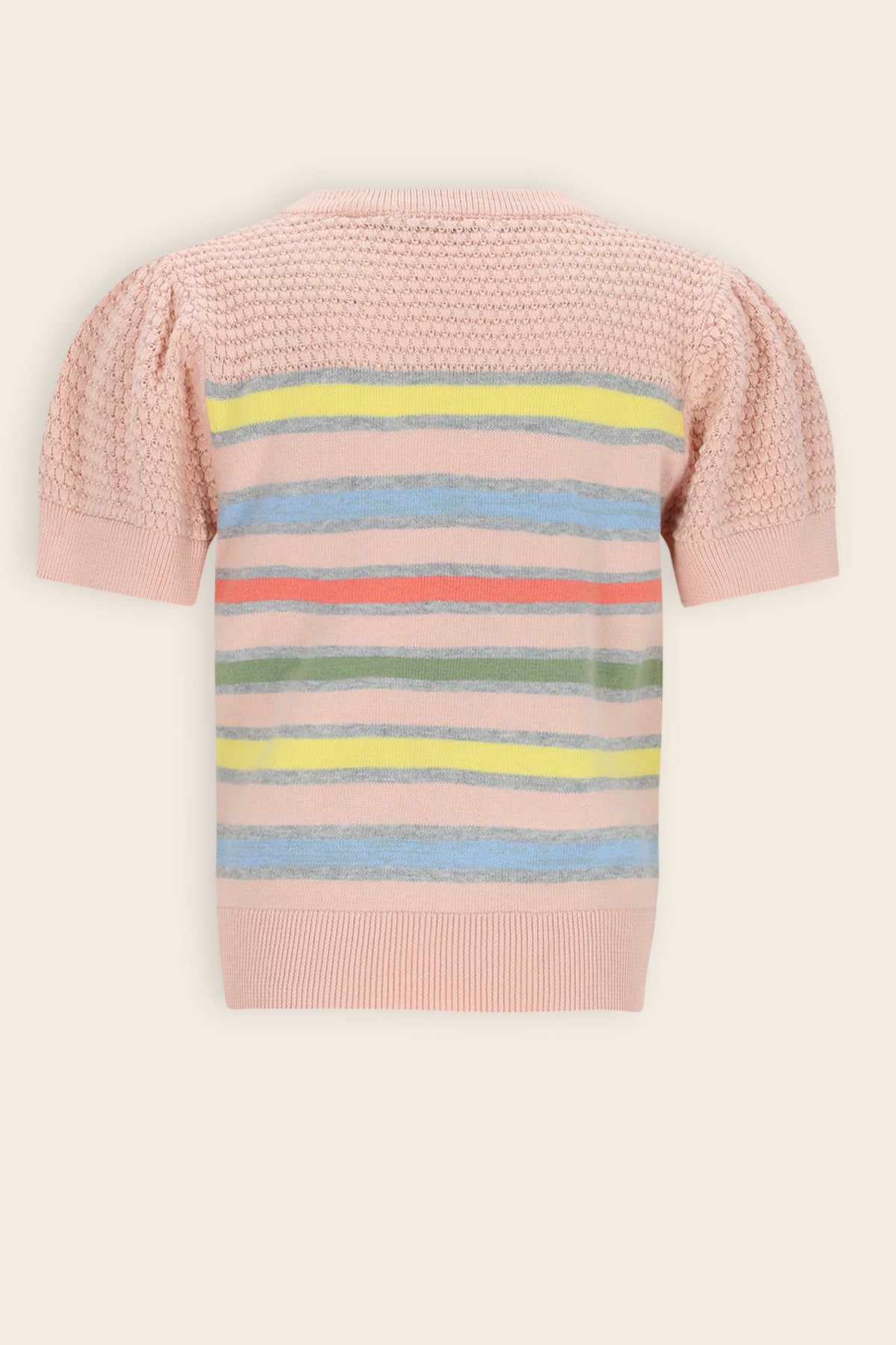 Kerala Ajour Gebreide Gestreepte Top Zacht Roze