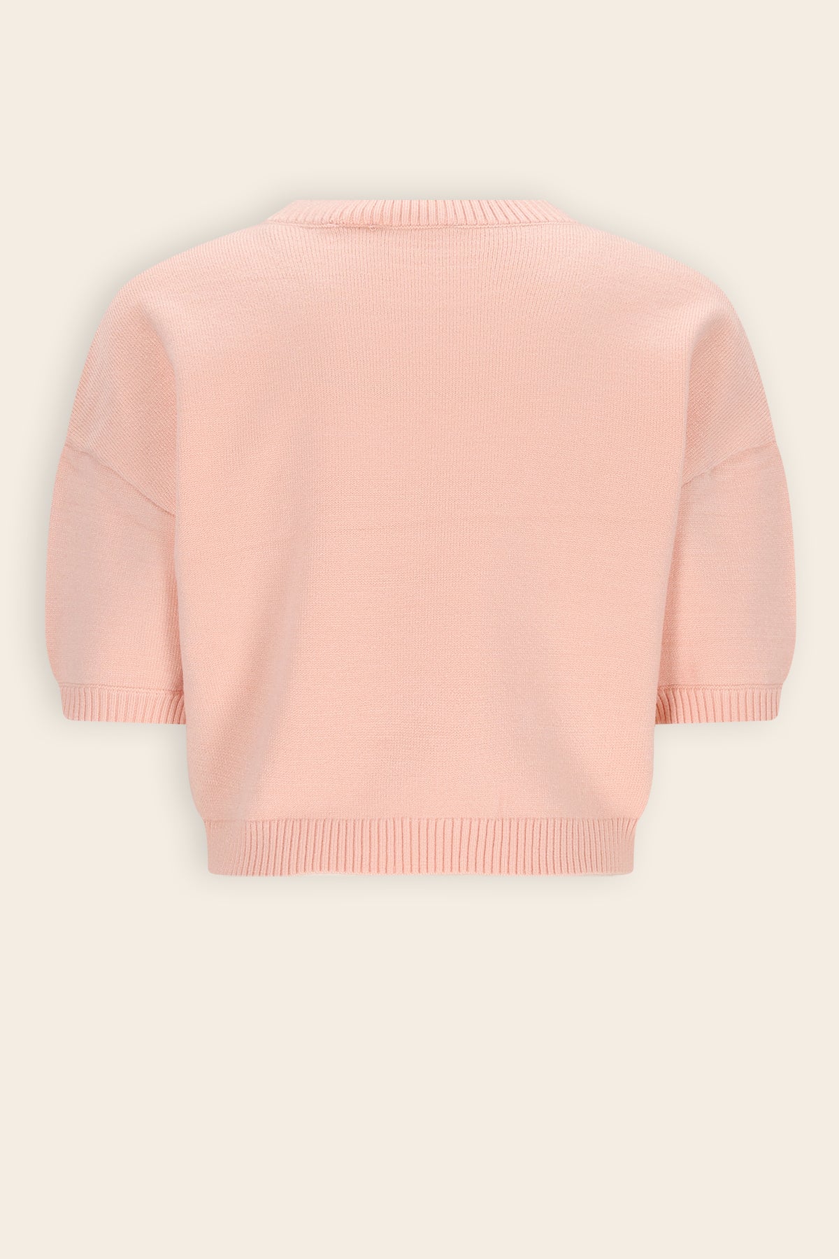 Keya Gebreide Top met Intarsia Hartjes Zacht Roze