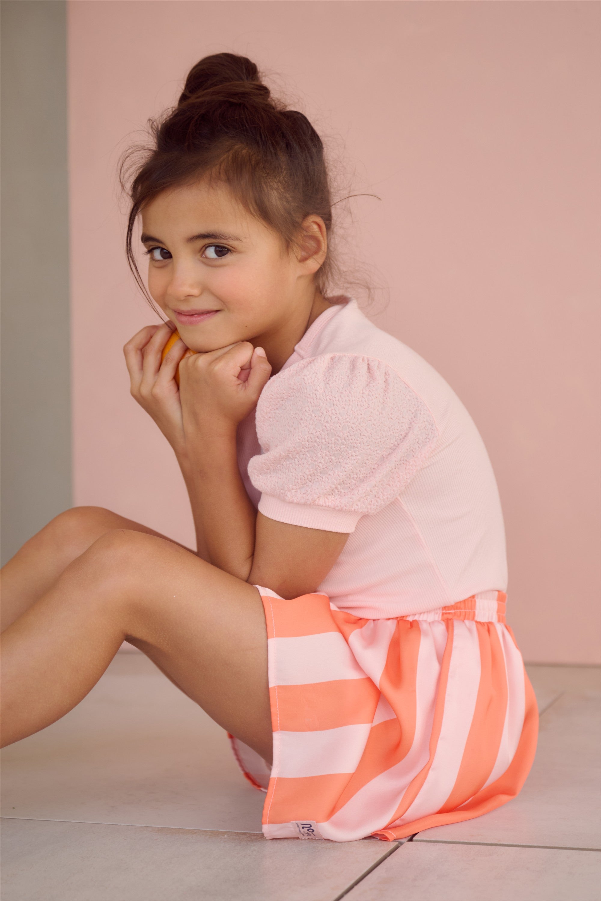 Kyoto Ribjersey Top Zacht Roze