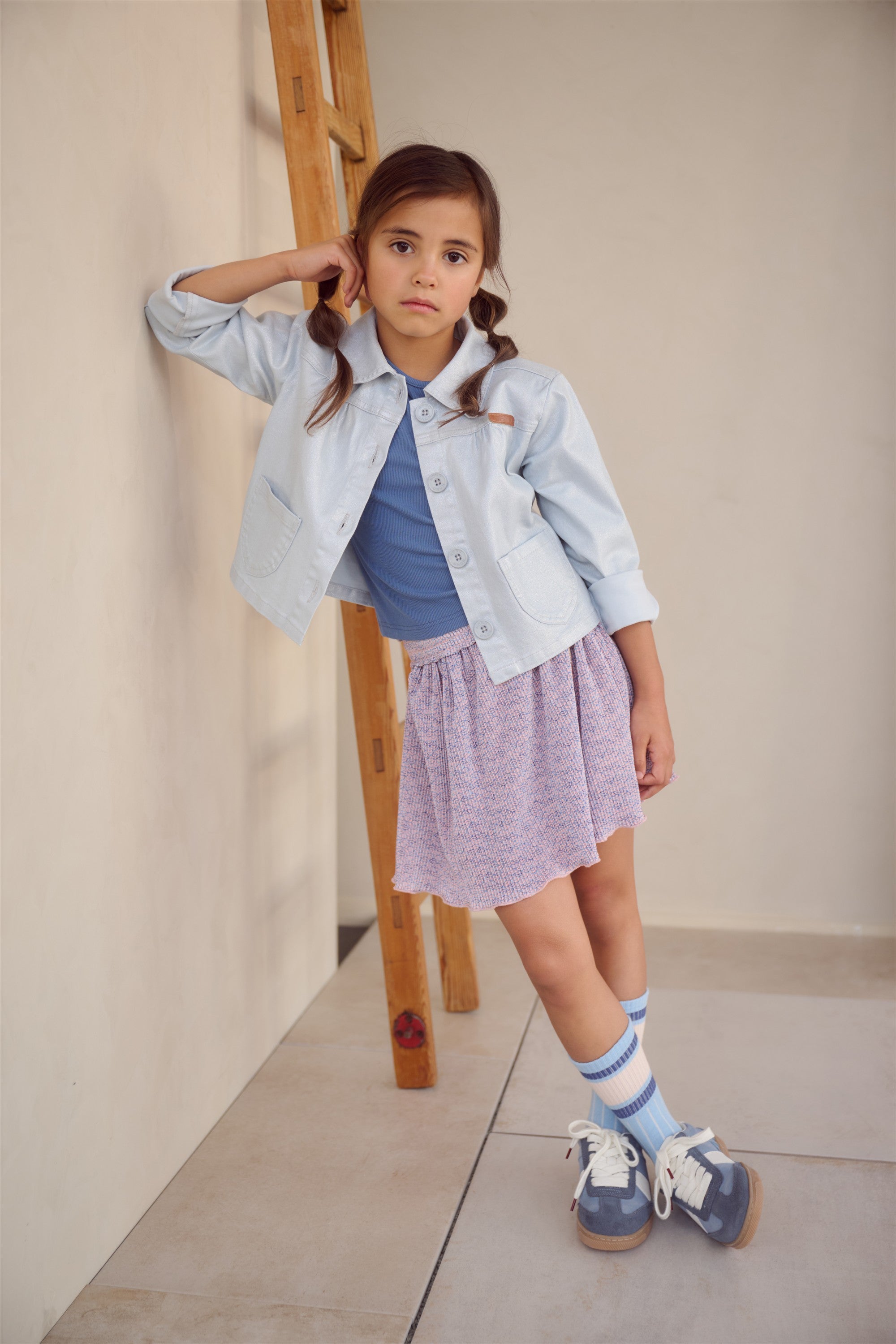 Norah Geprinte Plissee Rok Blauw